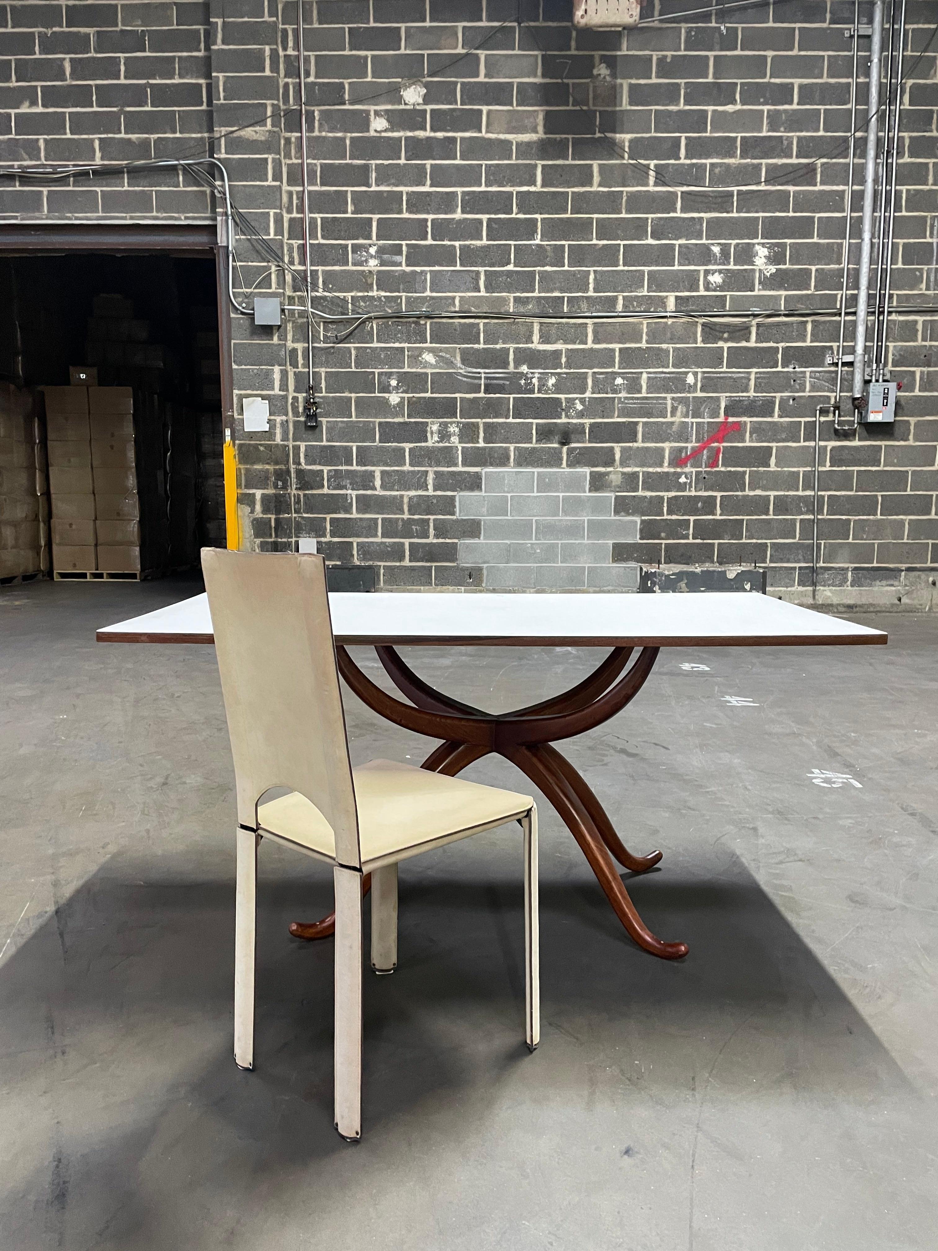 Brazilian Modern Dining Table in Caviuna Hardwood & White top by Fatima, 1963 8
