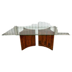 Moderner brasilianischer Esstisch aus Hartholz und Glas von Giuseppe Scapinelli, 1950er Jahre