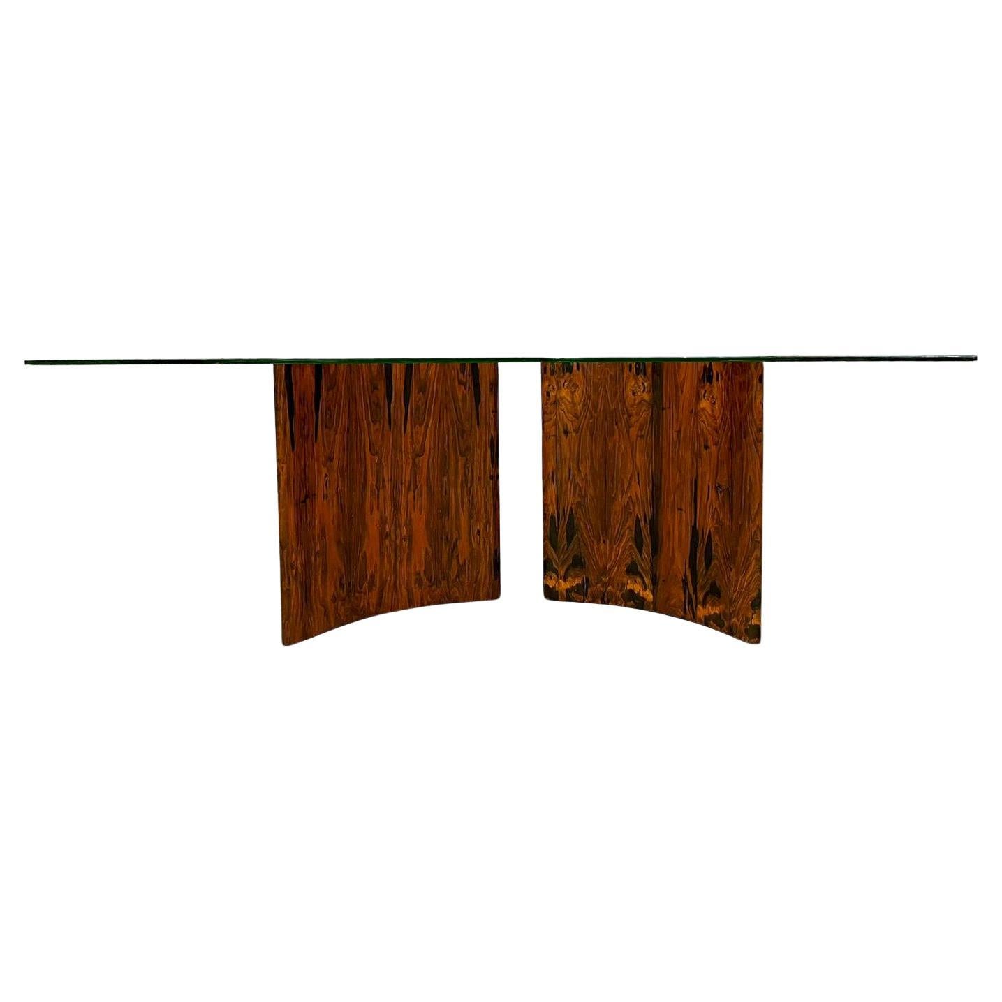 Mid-Century Modern Brazilian Modern Dining Table in Hardwood & Glass by Giuseppe Scapinelli, 1950s For Sale