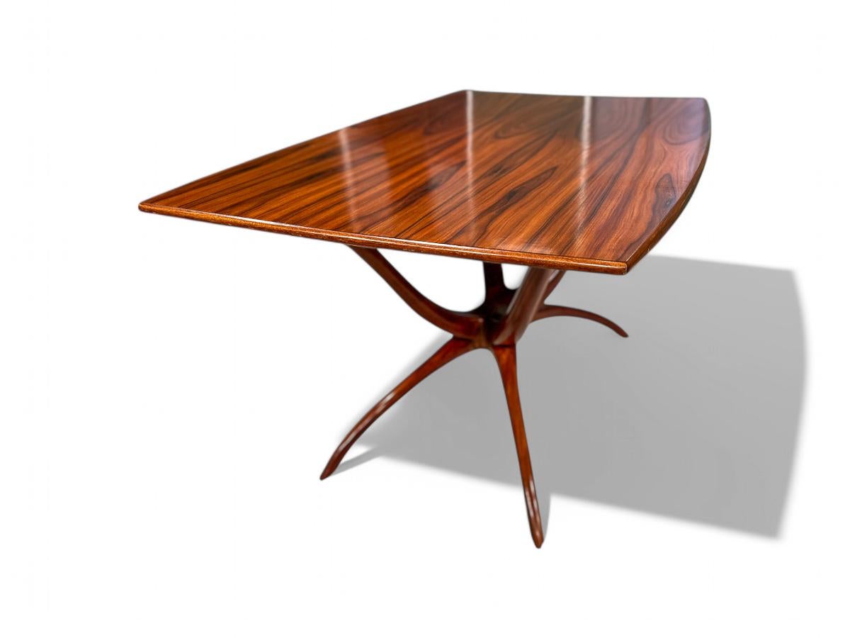 Hand-Carved Brazilian Modern Dining Table with Sculpted Base, Giuseppe Scapinelli, 1950s