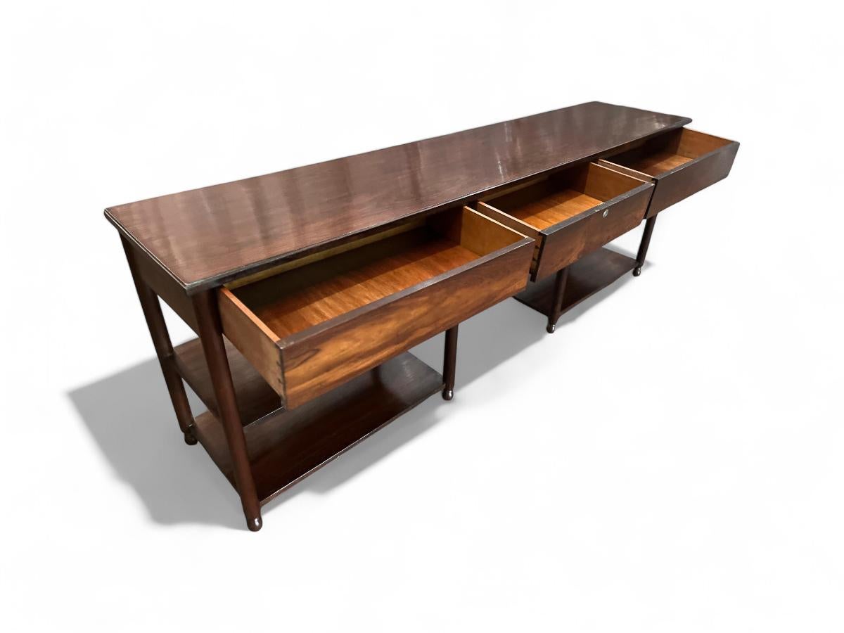 Hand-Crafted Brazilian Modern Dresser/Sideboard with Drawers & Shelves in Hardwood, 1960s For Sale