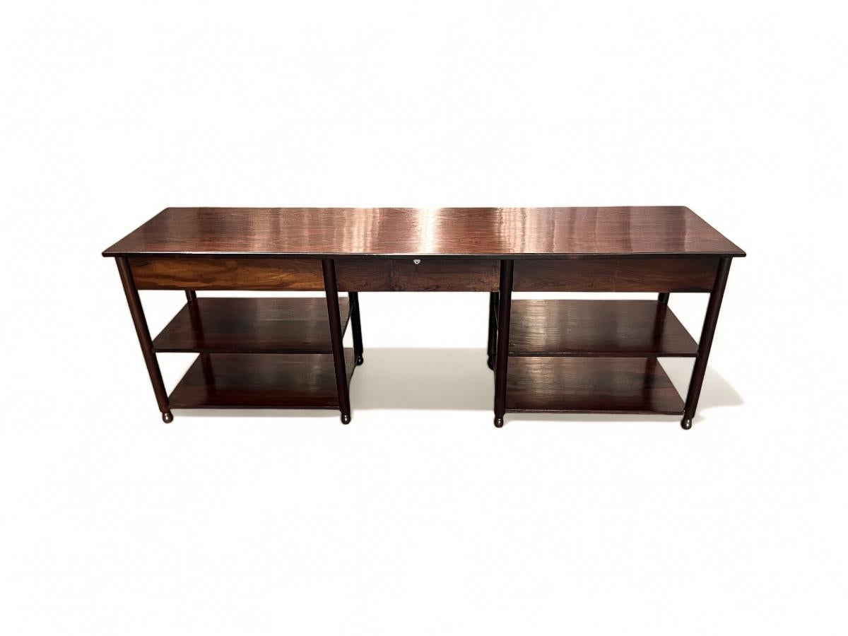 20th Century Brazilian Modern Dresser/Sideboard with Drawers & Shelves in Hardwood, 1960s For Sale