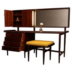Brazilian Modern Dresser with Stool in Rosewood, Carlo Hauner for Forma, 1950s