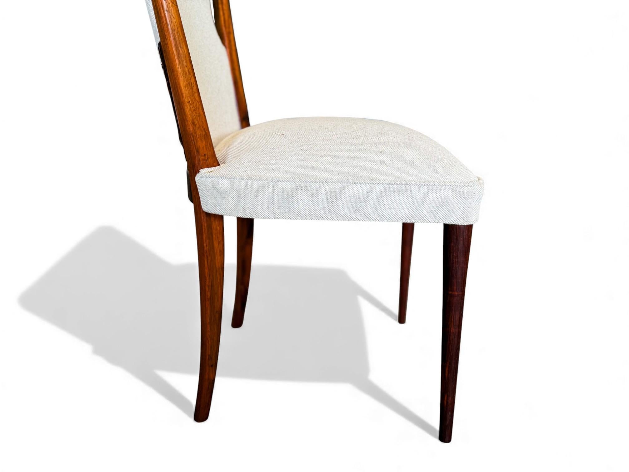 Modernes brasilianisches Set mit acht Stühlen aus Hartholz und Stoff, Giuseppe Scapinelli, 1950 im Angebot 3