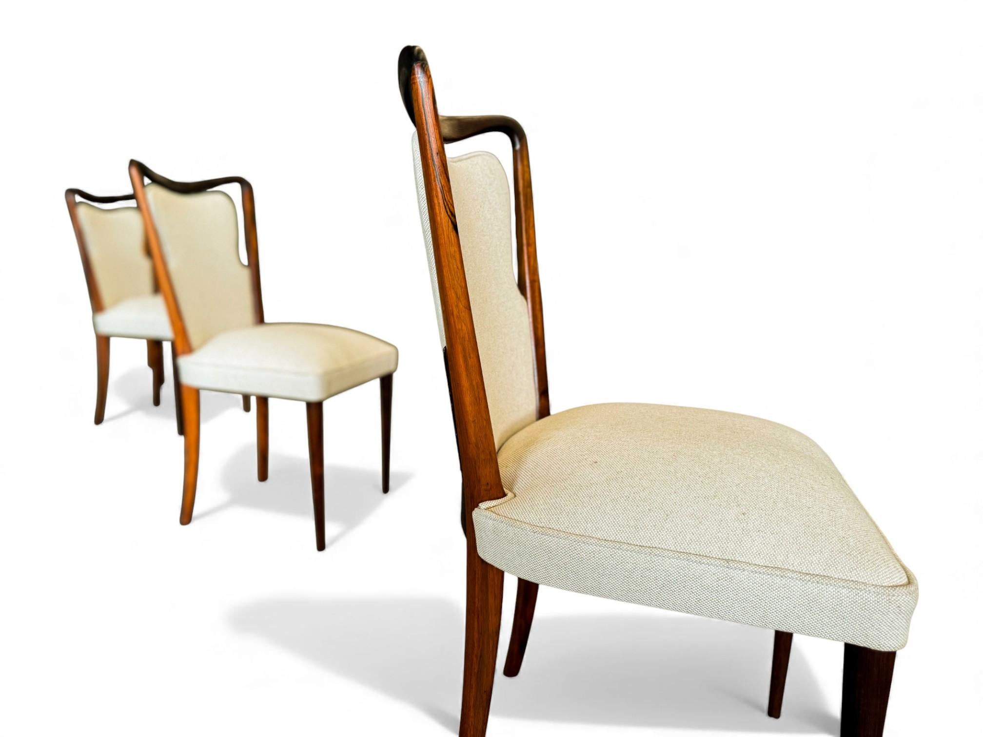 Modernes brasilianisches Set mit acht Stühlen aus Hartholz und Stoff, Giuseppe Scapinelli, 1950 im Angebot 4