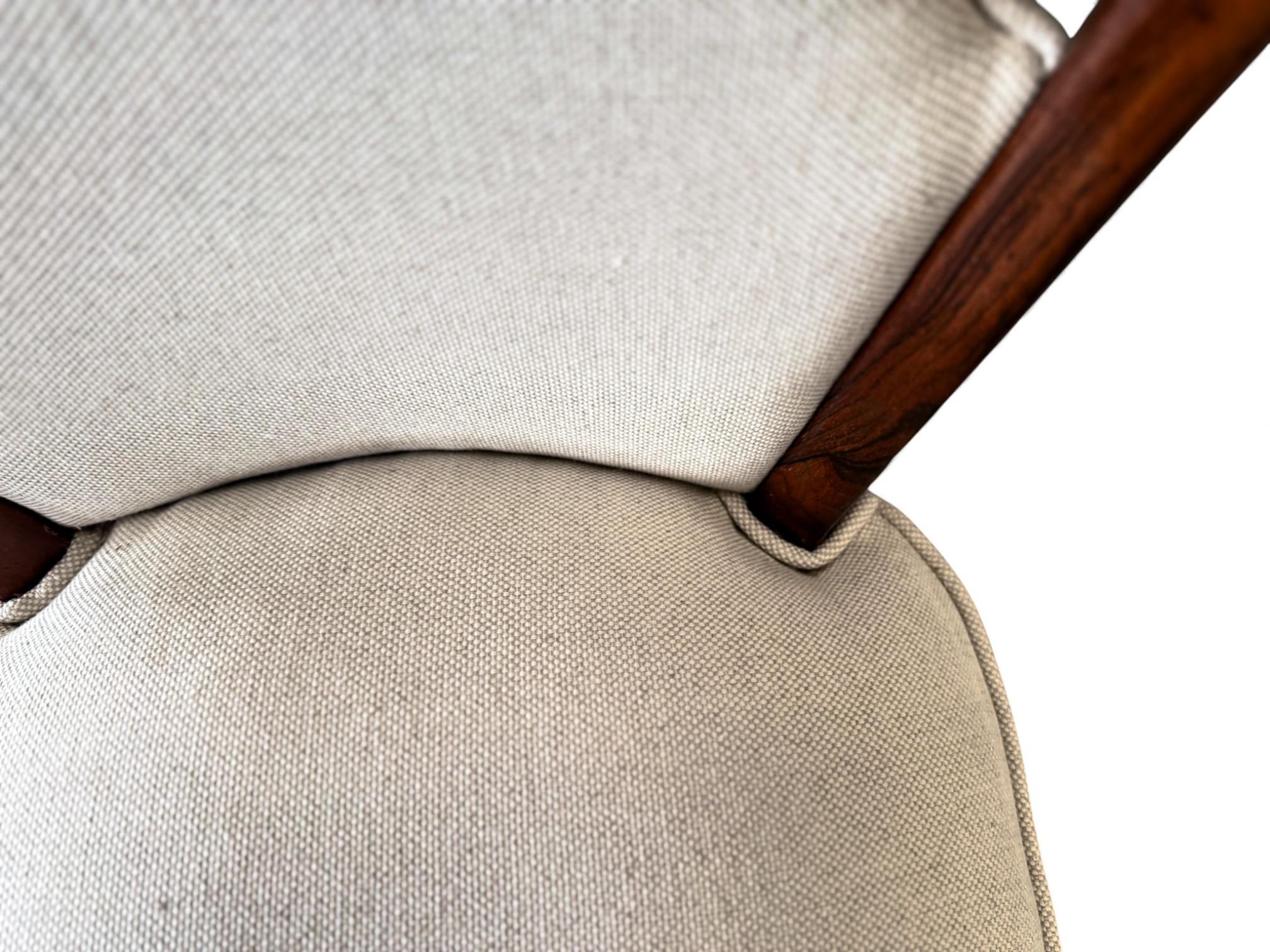 Modernes brasilianisches Set mit acht Stühlen aus Hartholz und Stoff, Giuseppe Scapinelli, 1950 im Angebot 6