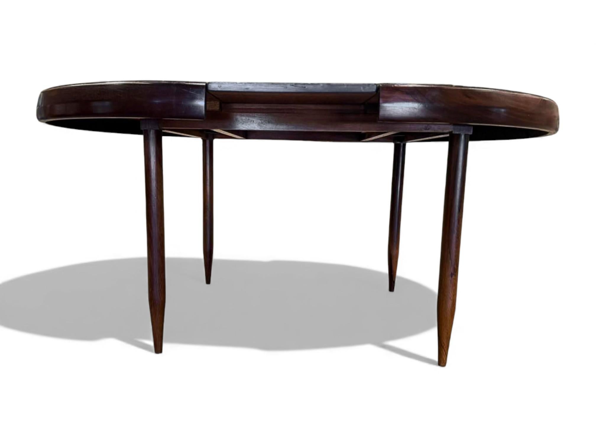 Brazilian Modern Extendable Round Table in Hardwood, Jorge Jabour, c. 1960s For Sale 7