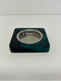 Brazilian Modern Faux Malachite Resin Tray or Catchall, 1960s