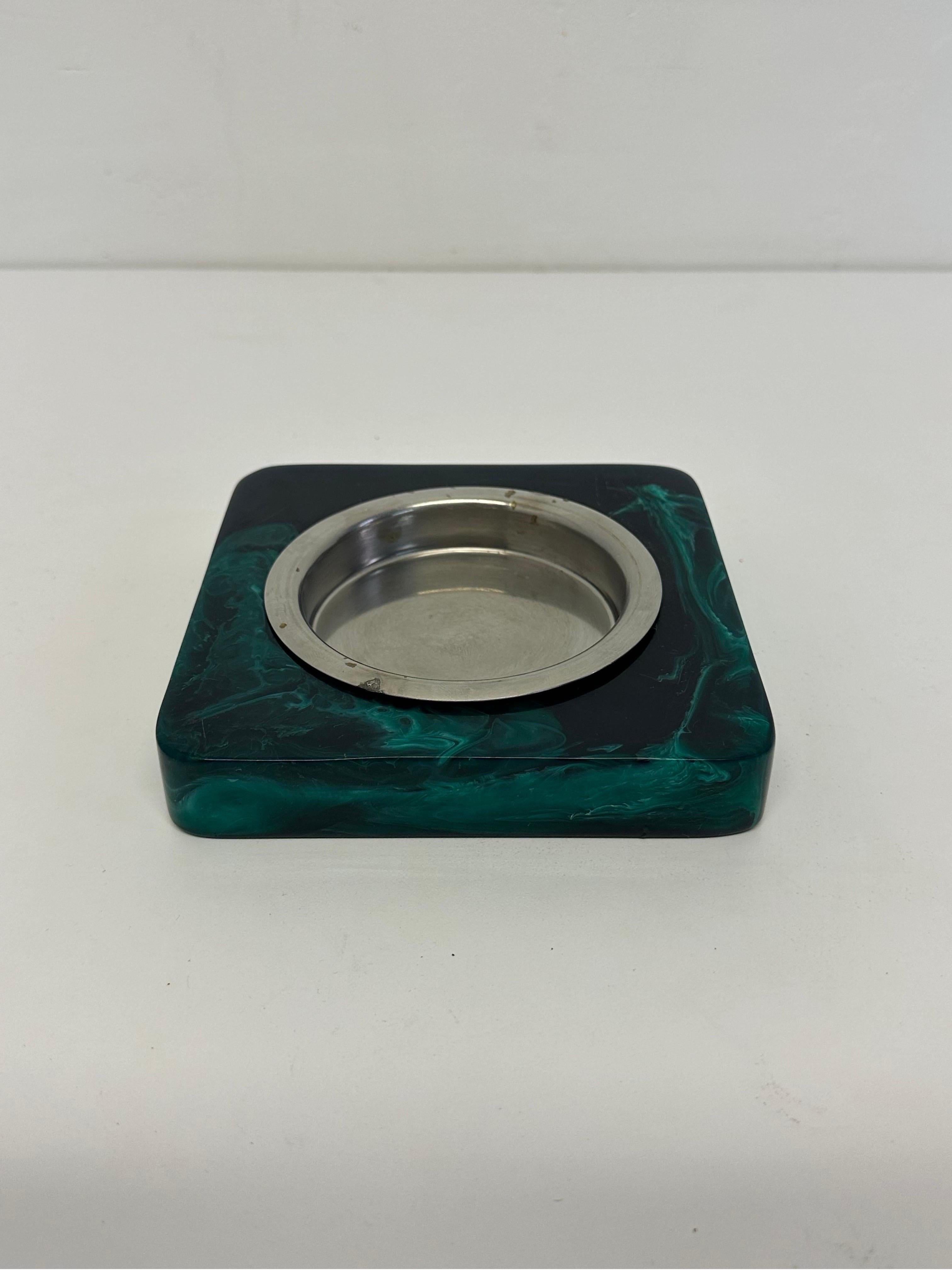 Brazilian Modern Faux Malachite Resin Tray or Catchall, 1960s In Good Condition For Sale In Miami, FL