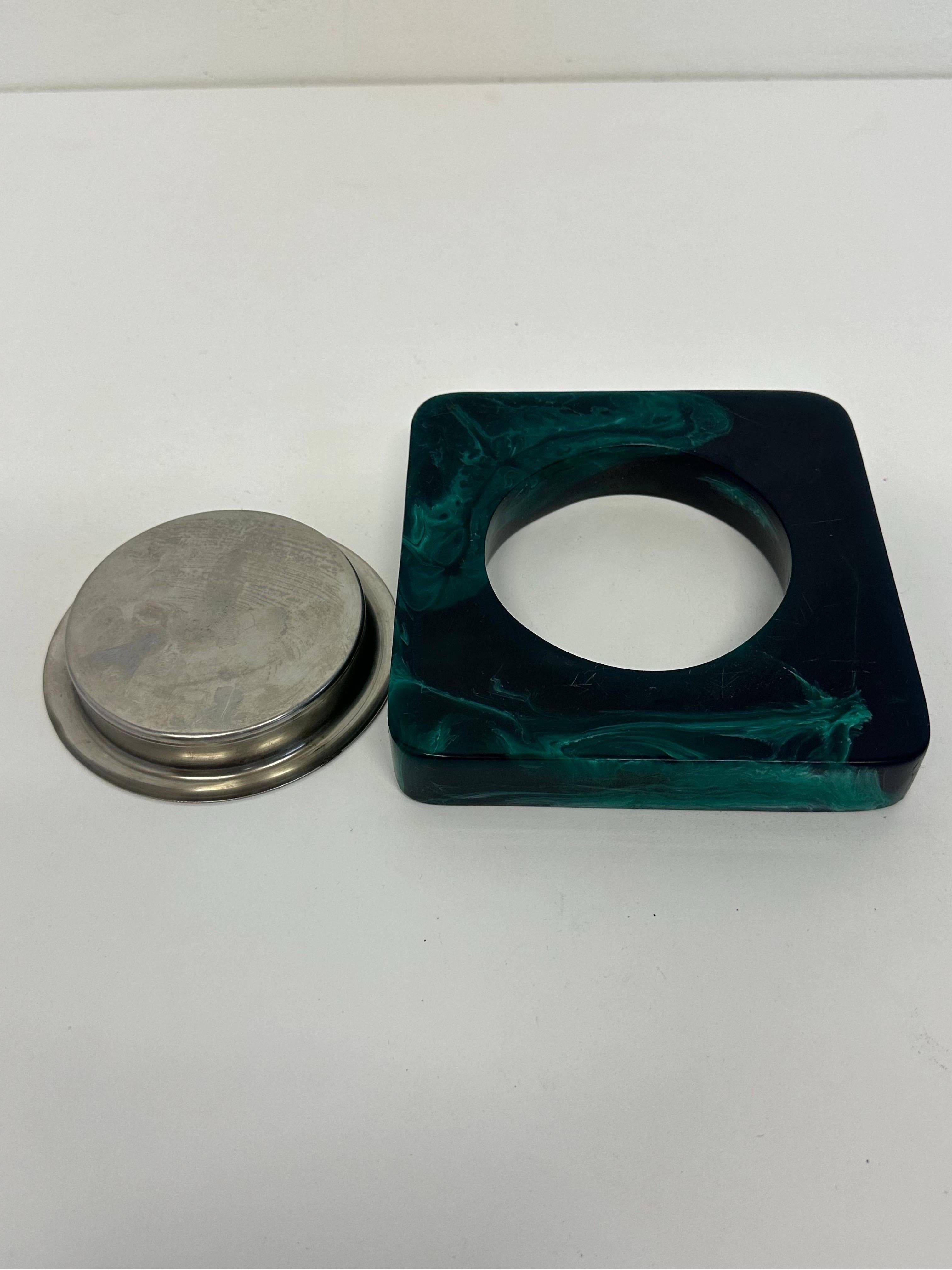 Brazilian Modern Faux Malachite Resin Tray or Catchall, 1960s For Sale 1
