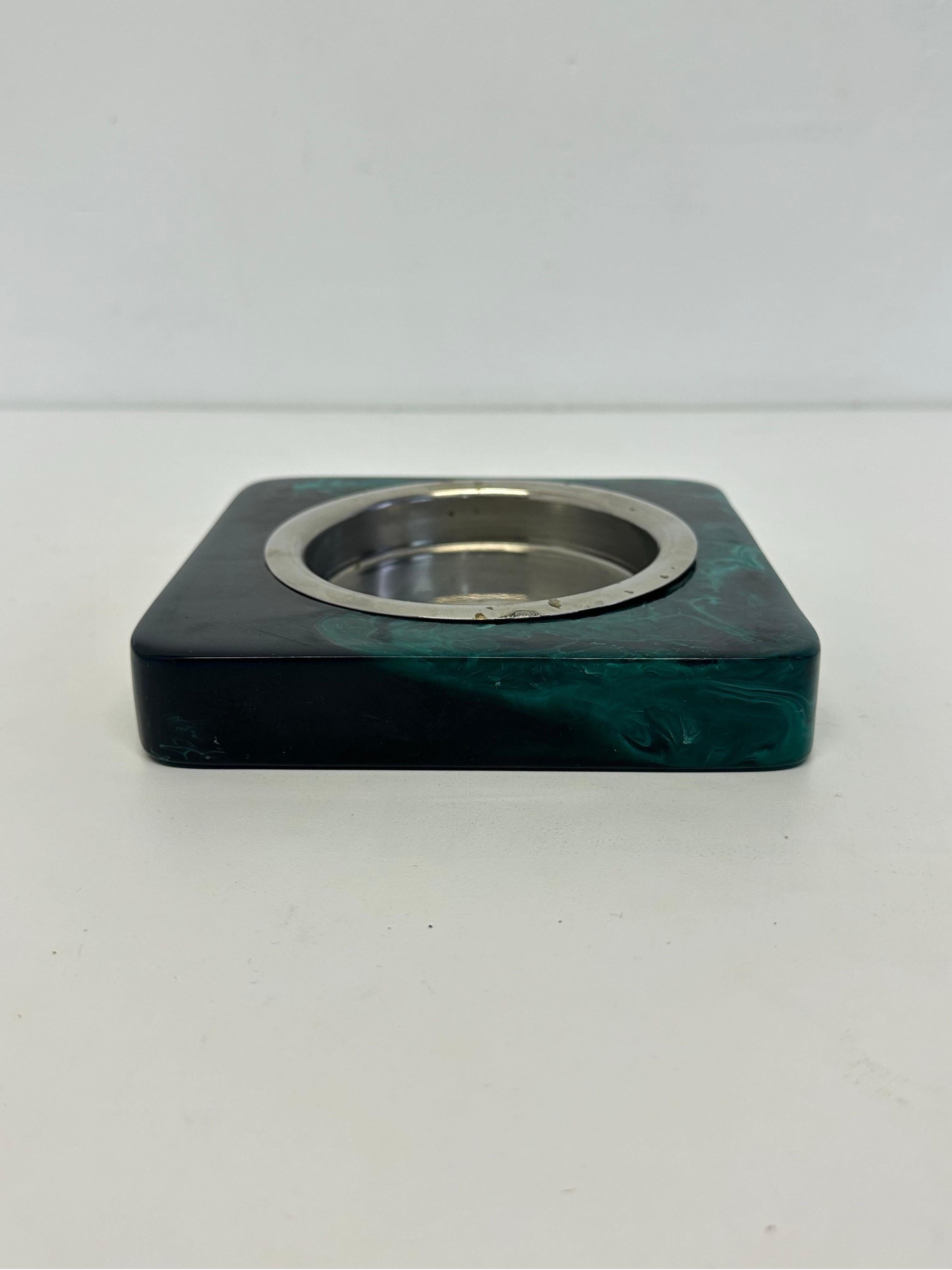 Brazilian Modern Faux Malachite Resin Tray or Catchall, 1960s For Sale 2