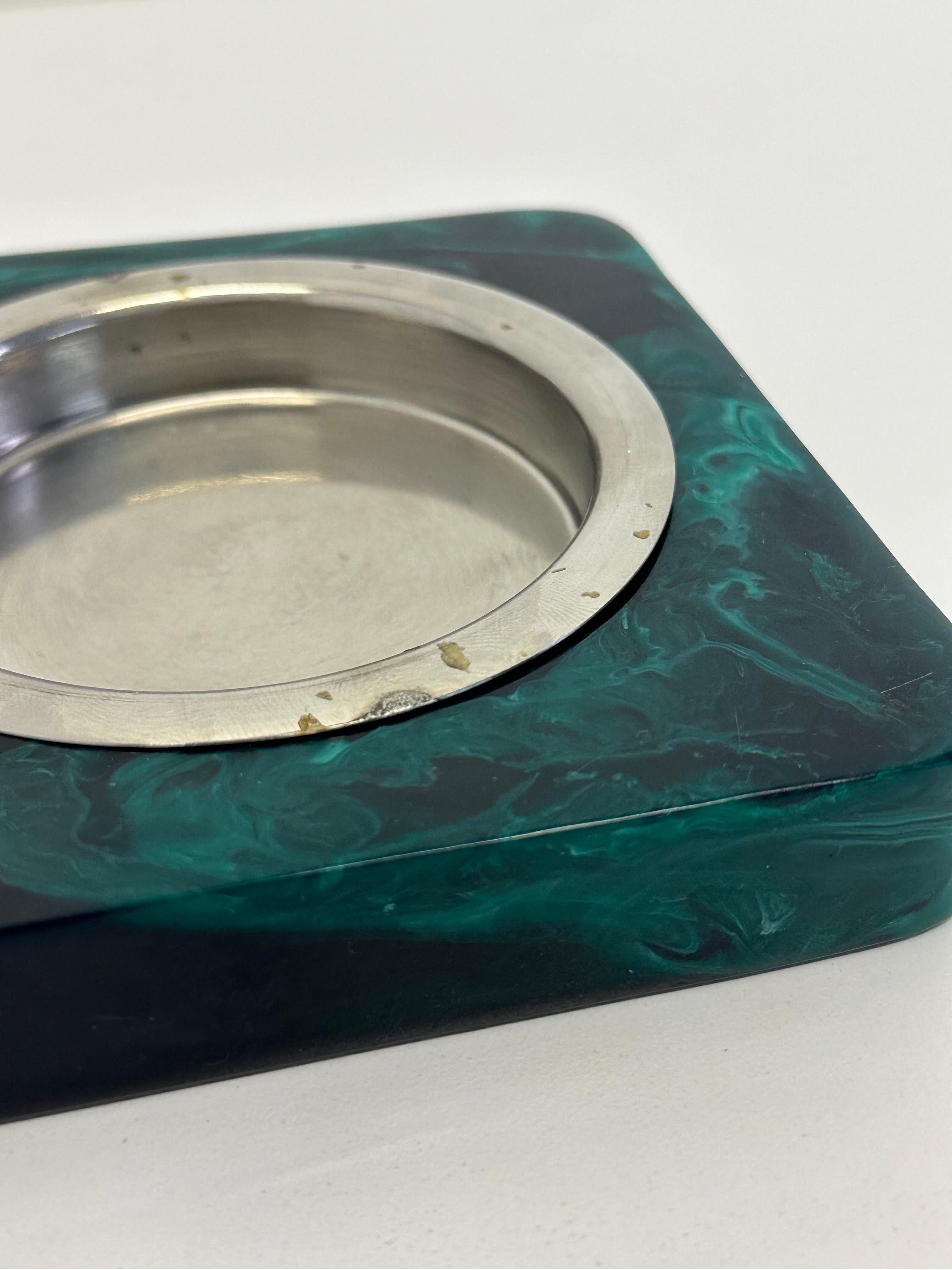 Brazilian Modern Faux Malachite Resin Tray or Catchall, 1960s For Sale 3