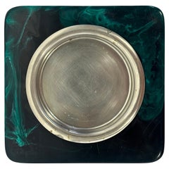 Brasilianische Modern Faux Malachit Harz Tablett oder Catchall, 1960er Jahre