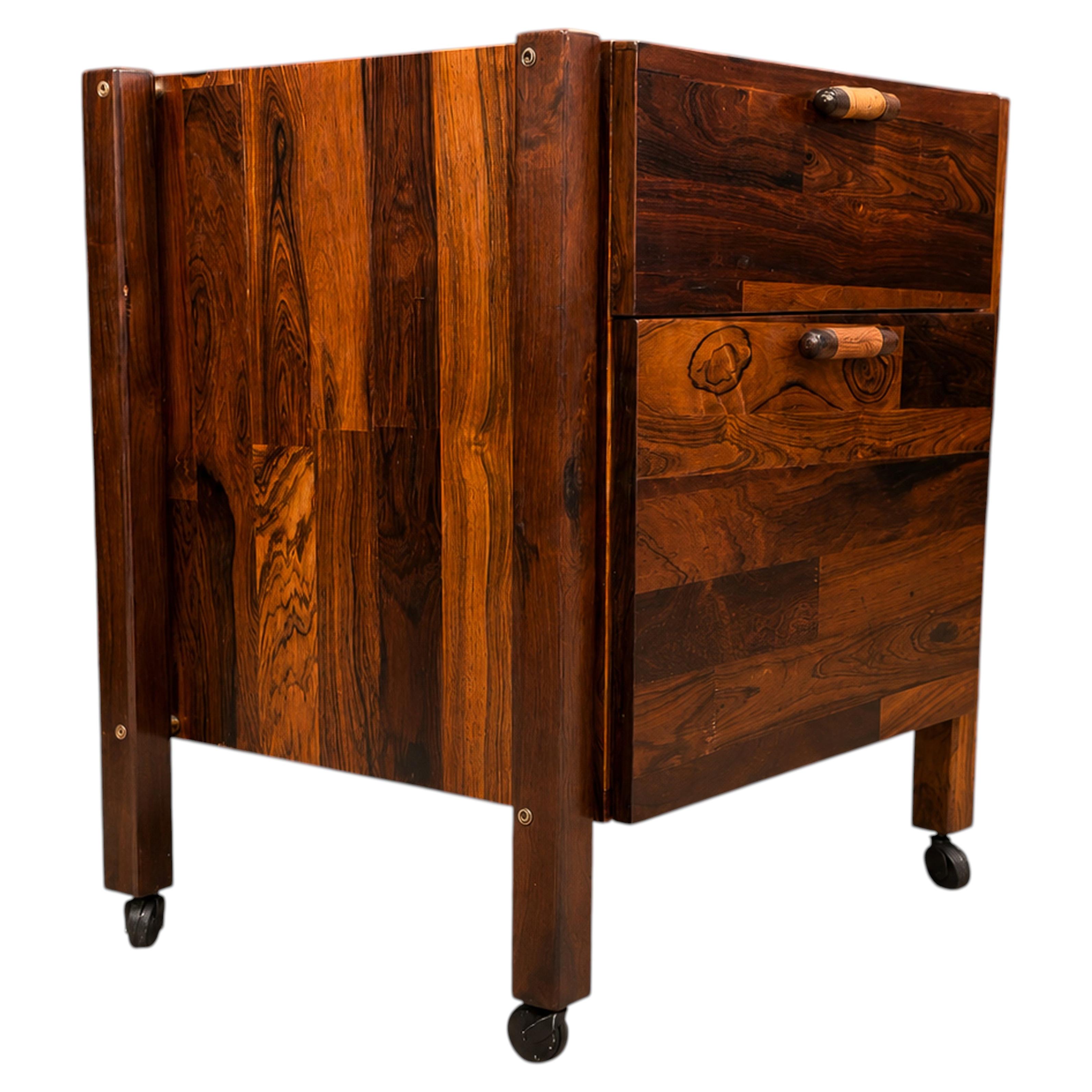 Brazilian Modern Filing Cabinet / Side Table on Casters, Jorge Zalszupin, 1960s For Sale