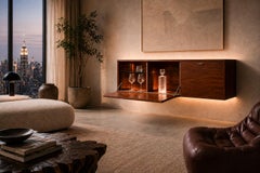 Brazilian Modern Floating Bar / Sideboard in Hardwood by Carlo Hauner, 1950s