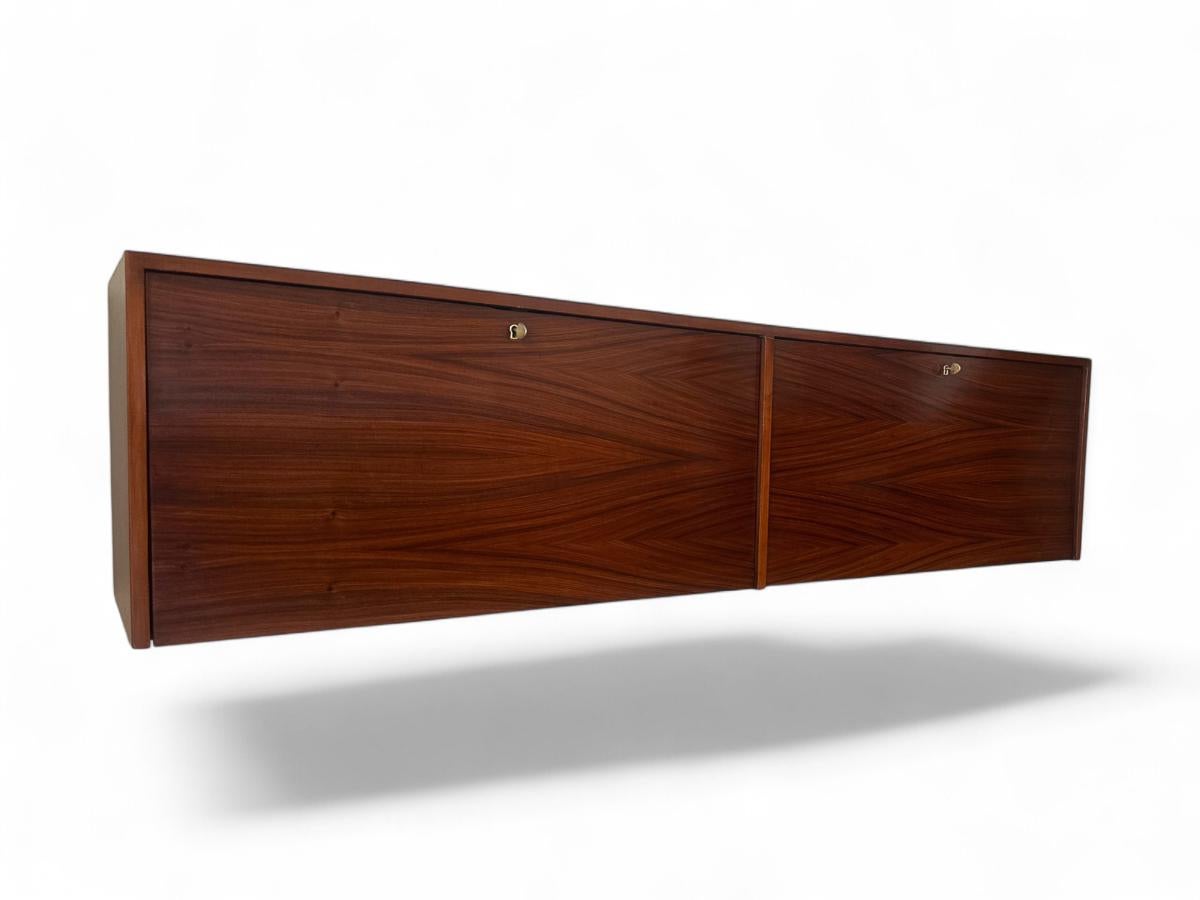 Credenza galleggiante moderna brasiliana in legno duro, Carlo Hauner, anni '50 in vendita 2