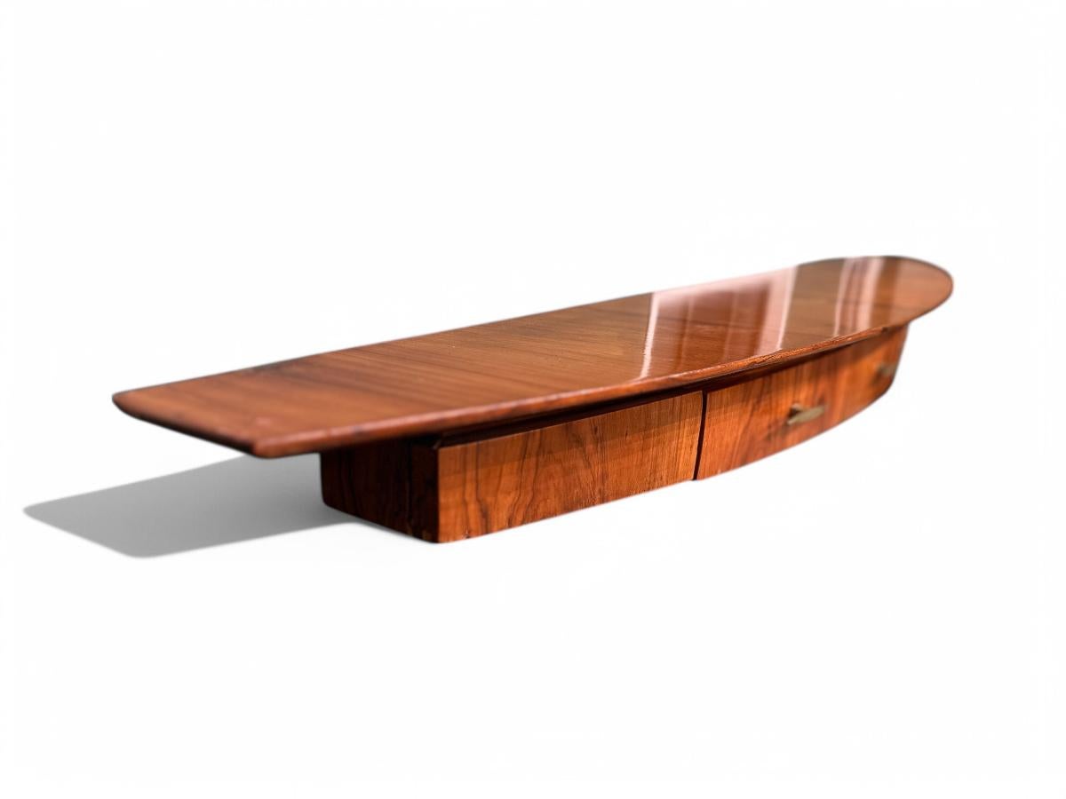 Aparador Flotante Moderno Brasileño de Madera Dura, Giuseppe Scapinelli, c. 1950 siglo XX en venta