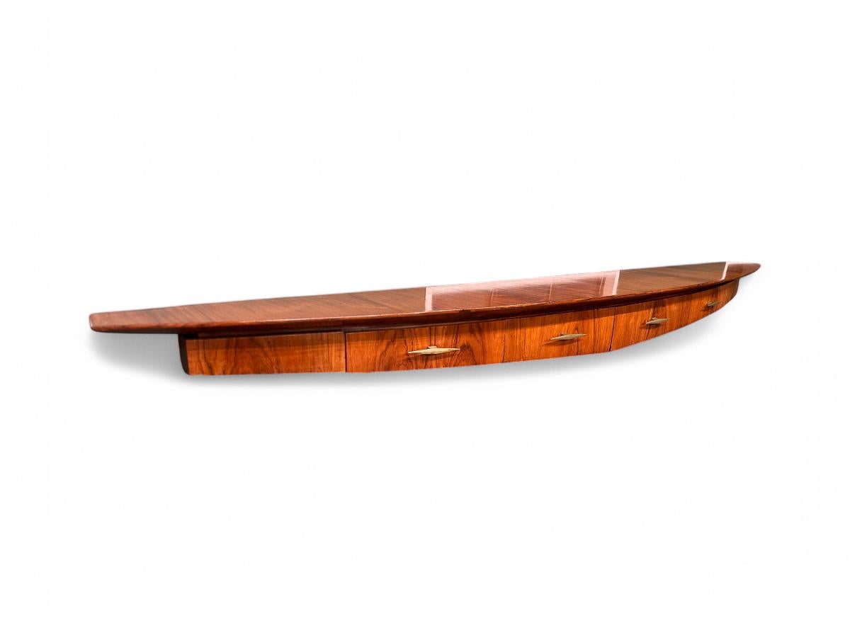 Aparador Flotante Moderno Brasileño de Madera Dura, Giuseppe Scapinelli, c. 1950 Latón en venta