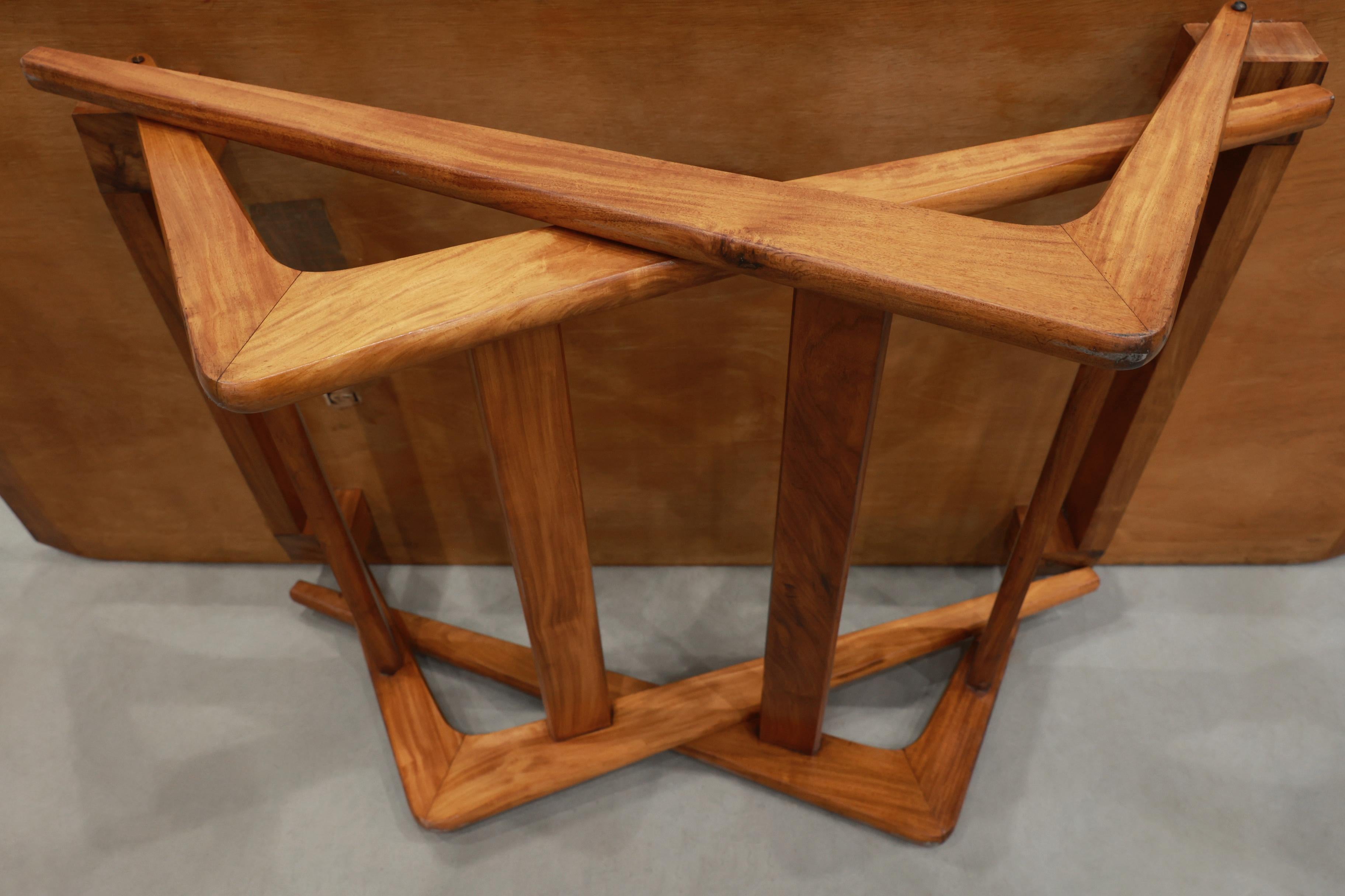 Table de salle à manger et table basse pliable moderne brésilienne en bois dur, Carlo Hauner Brésil 4