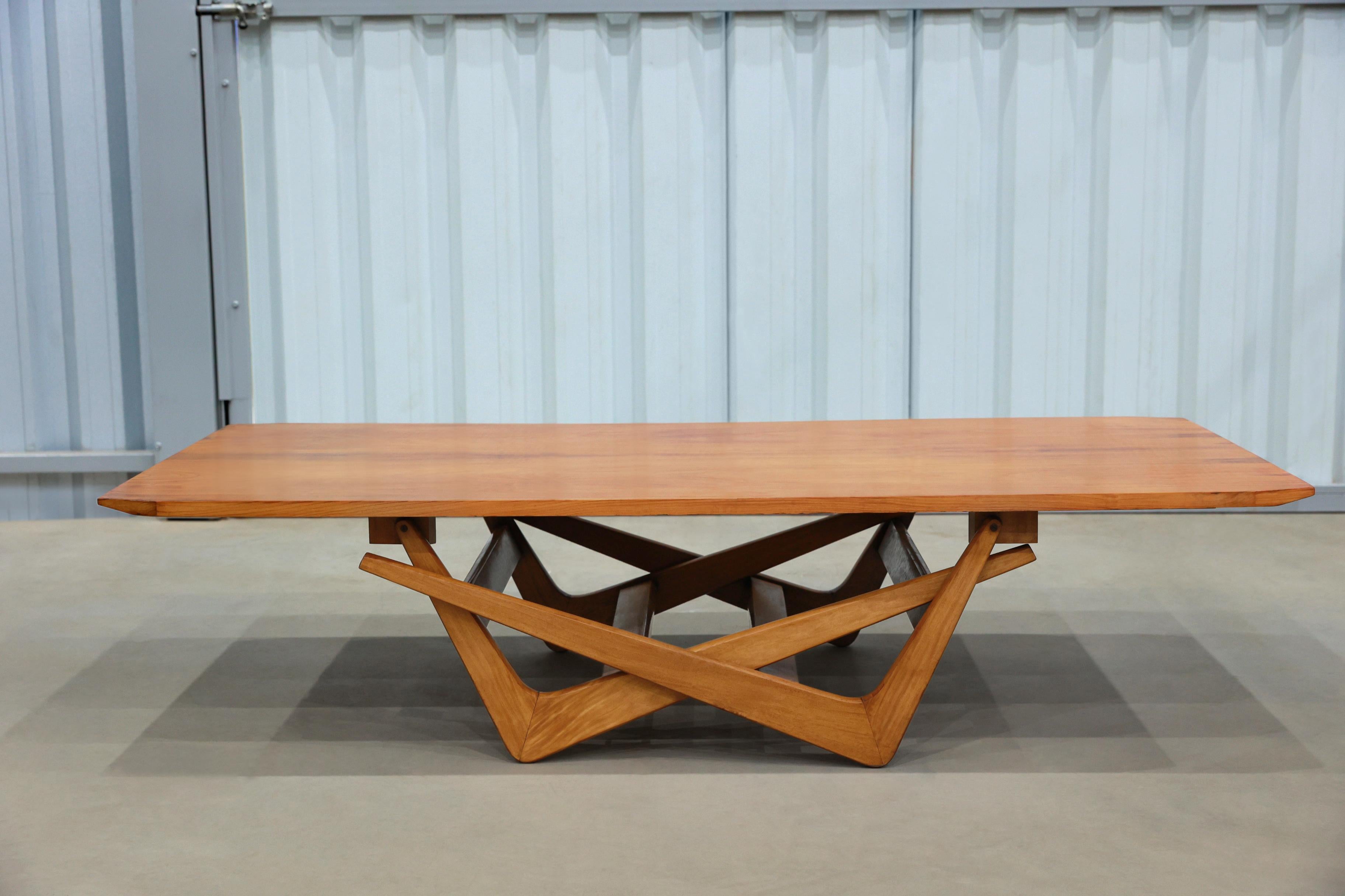 Mid-Century Modern Table de salle à manger et table basse pliable moderne brésilienne en bois dur, Carlo Hauner Brésil