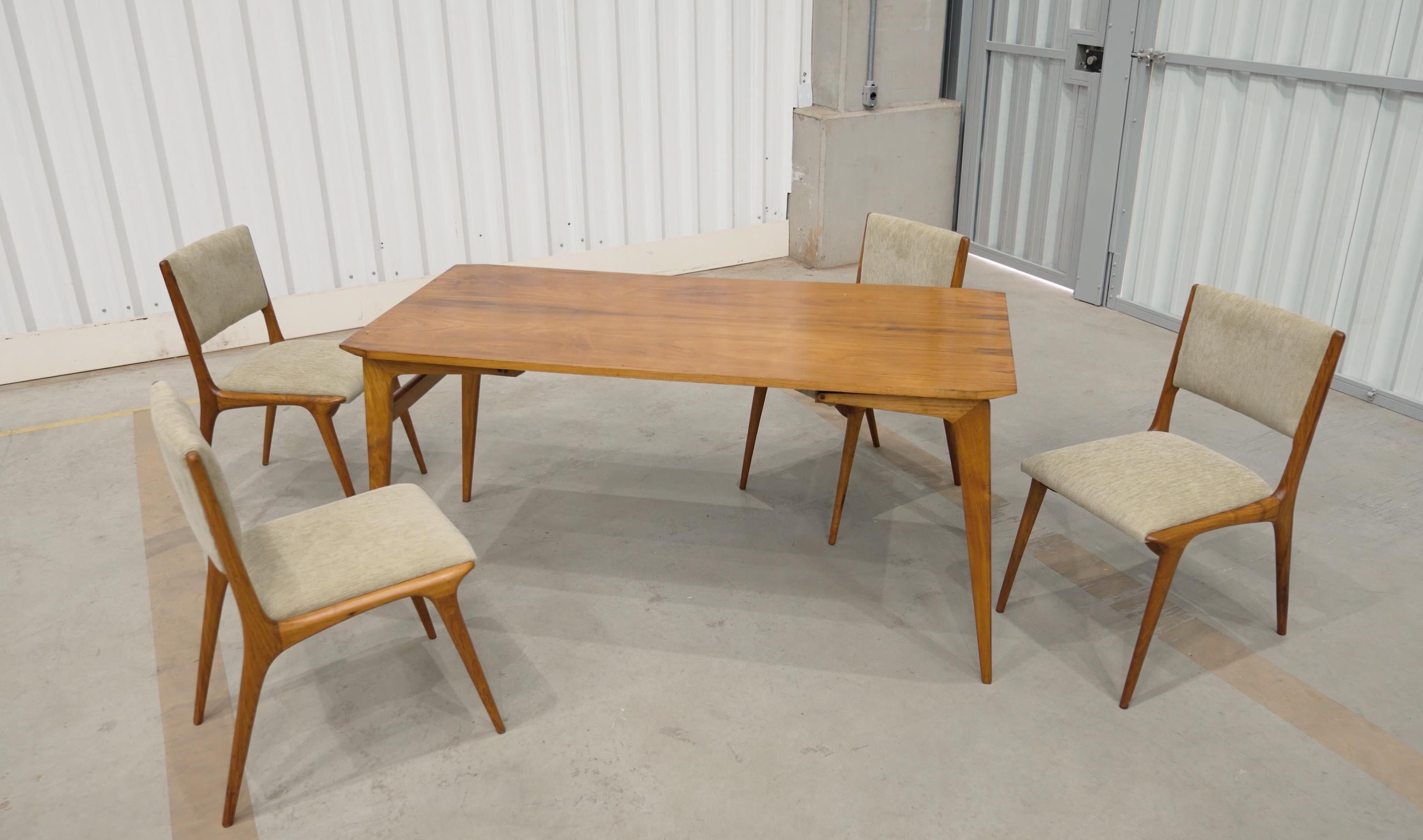 Table de salle à manger et table basse pliable moderne brésilienne en bois dur, Carlo Hauner Brésil Bon état à New York, NY