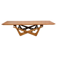 Brazilian Modern Foldable Dining & Coffee Table in Hardwood, Carlo Hauner Brazil