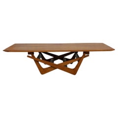 Brazilian Modern Foldable Dining & Coffee Table in Hardwood, Carlo Hauner Brazil