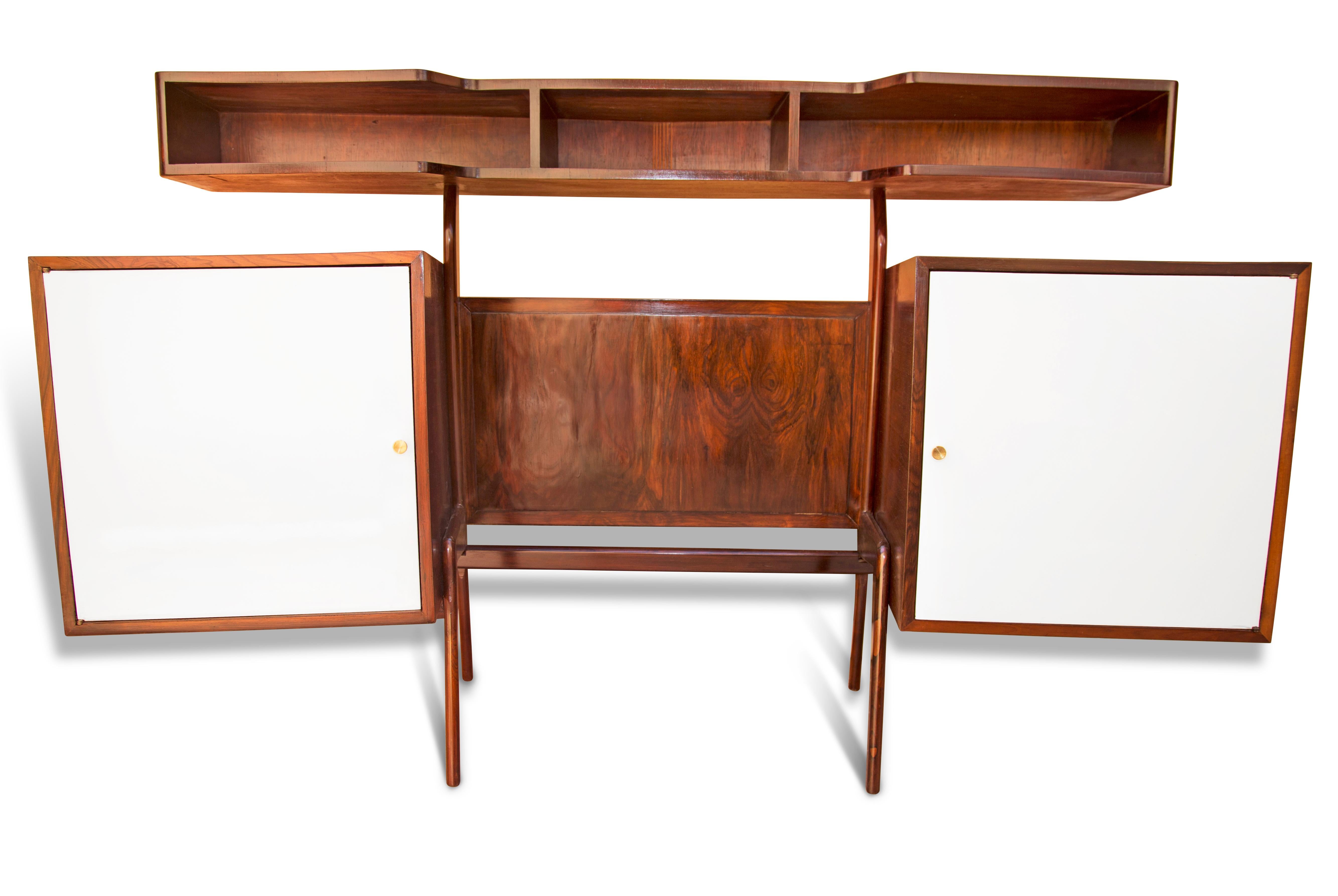 Brazilian Modern Hand Painted Bar in Hardwood by G. Scapinelli, 1950s, Brazil In Good Condition In New York, NY