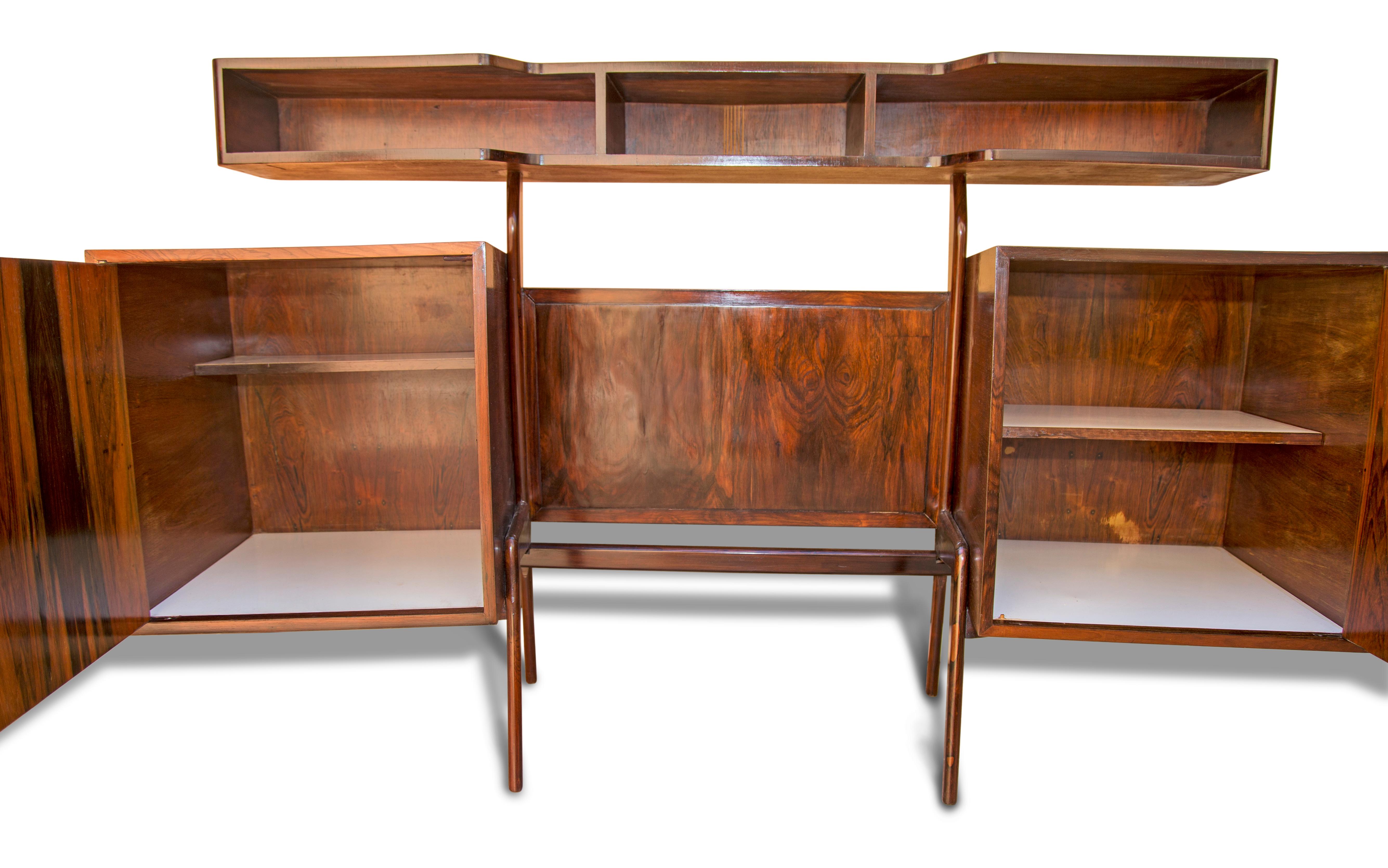 Brazilian Modern Hand Painted Bar in Hardwood by G. Scapinelli, 1950s, Brazil For Sale 2