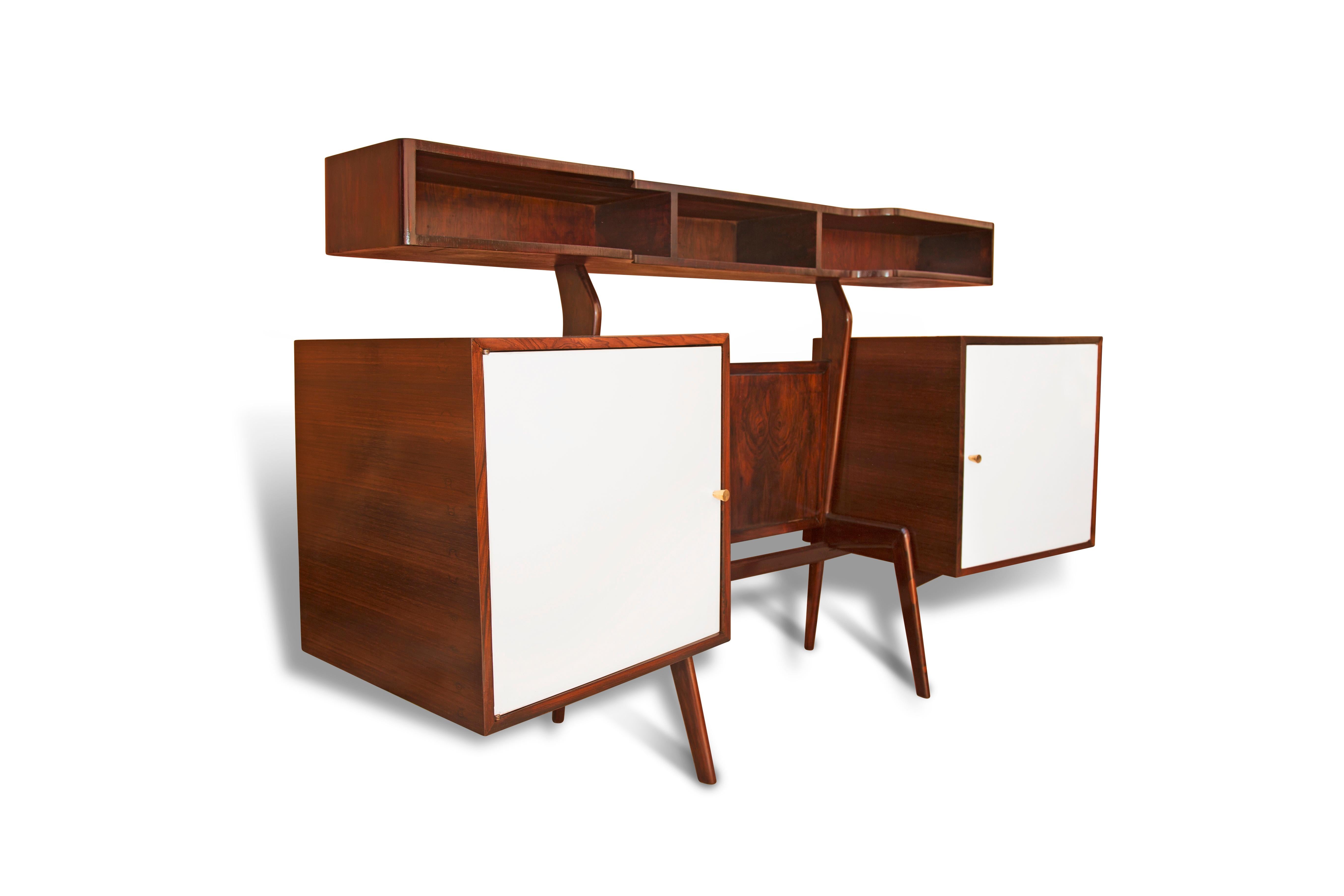 Brazilian Modern Hand Painted Bar in Hardwood by G. Scapinelli, 1950s, Brazil For Sale 3
