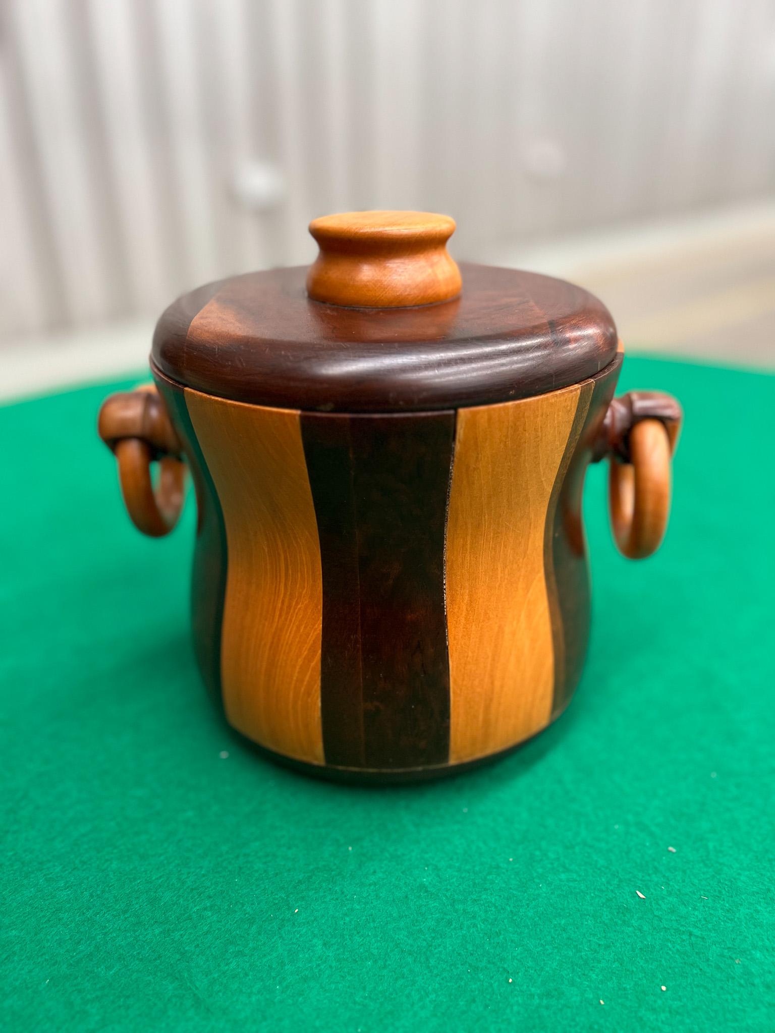 Woodwork 1960's Brazilian Modern Ice Bucket in Imbuia and Brazilian Rosewood For Sale