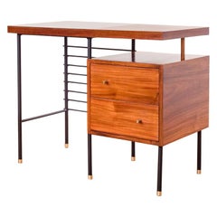 Brazilian Modern Iron 
Hardwood Petite Desk in the Manner of Geraldo de Barros