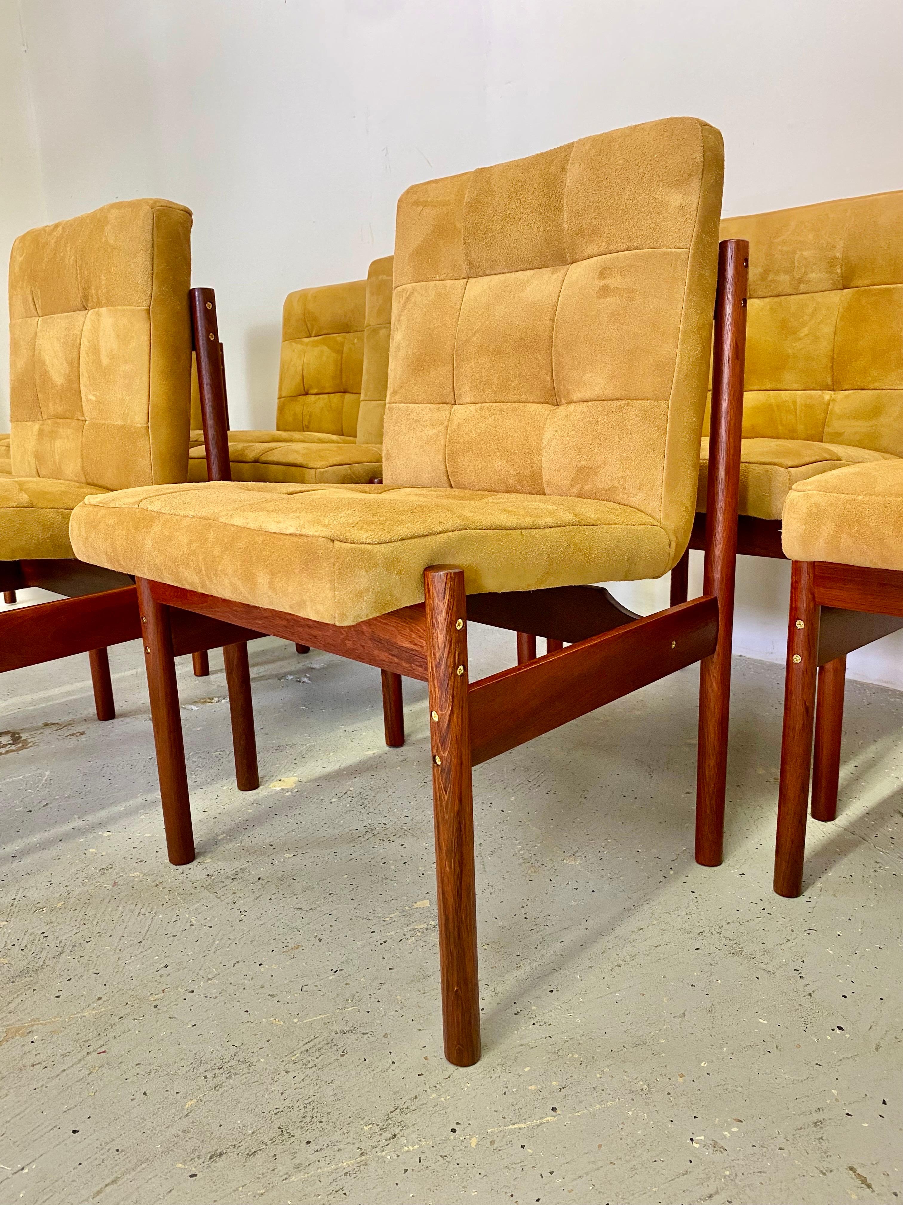 Brazilian Modern Jacaranda Dining Chairs, Set of 8 In Excellent Condition In Raleigh, NC