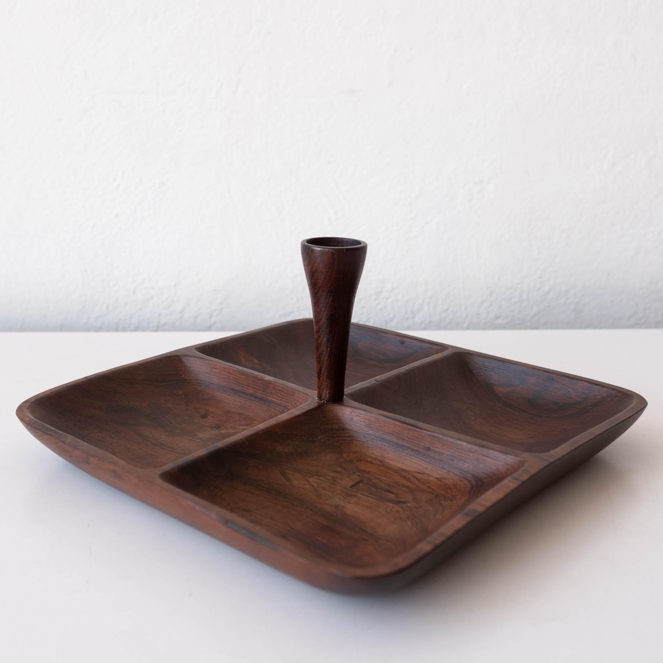 Finely crafted Brazilian Modern Jacaranda divided catch lal tray. 1960s
