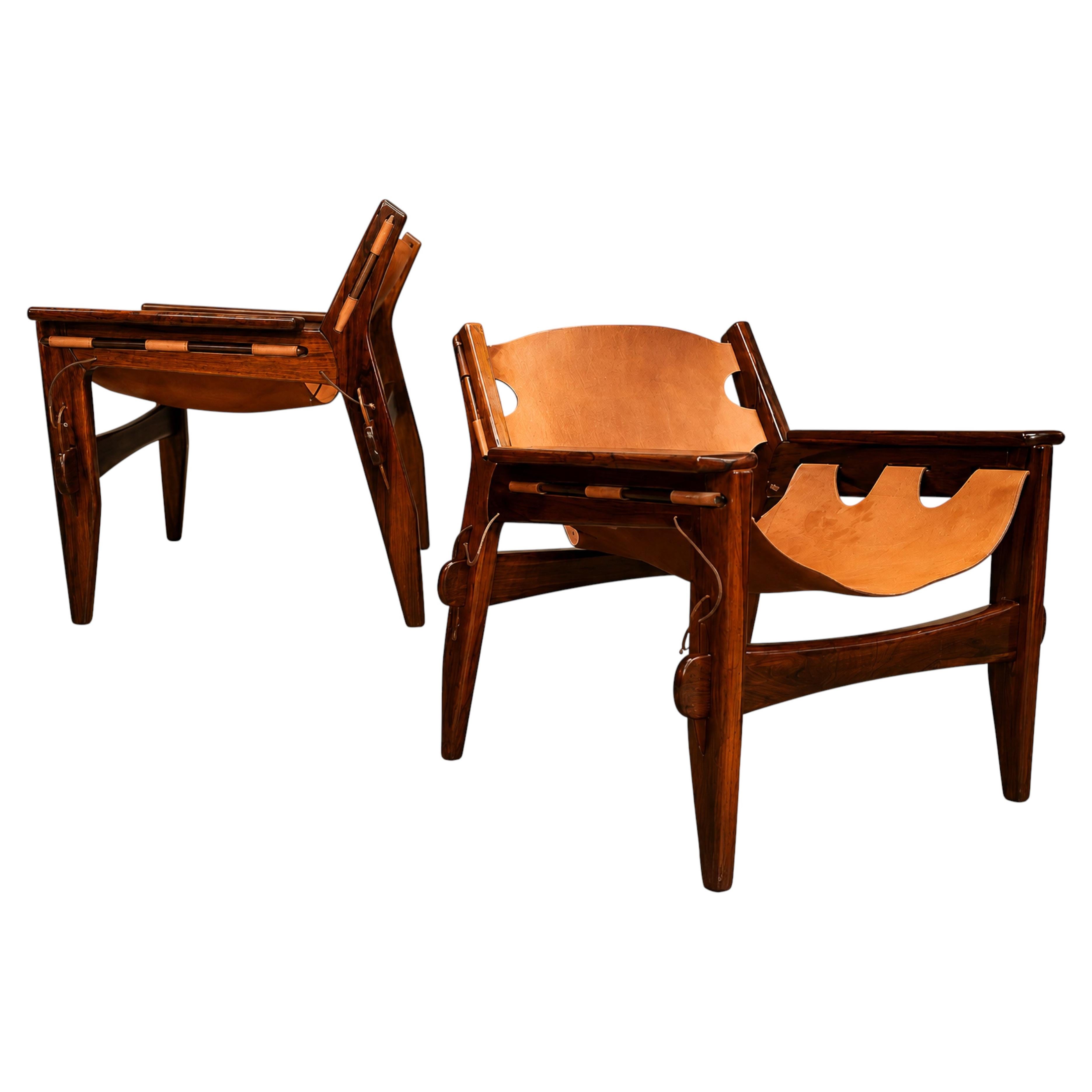 Brazilian Modern “Kilin” Armchairs in Rosewood & Leather, Sergio Rodrigues