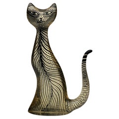 Sculpture cinétique moderne brésilienne d'un chat en résine, Abraham Palatinik, années 1960