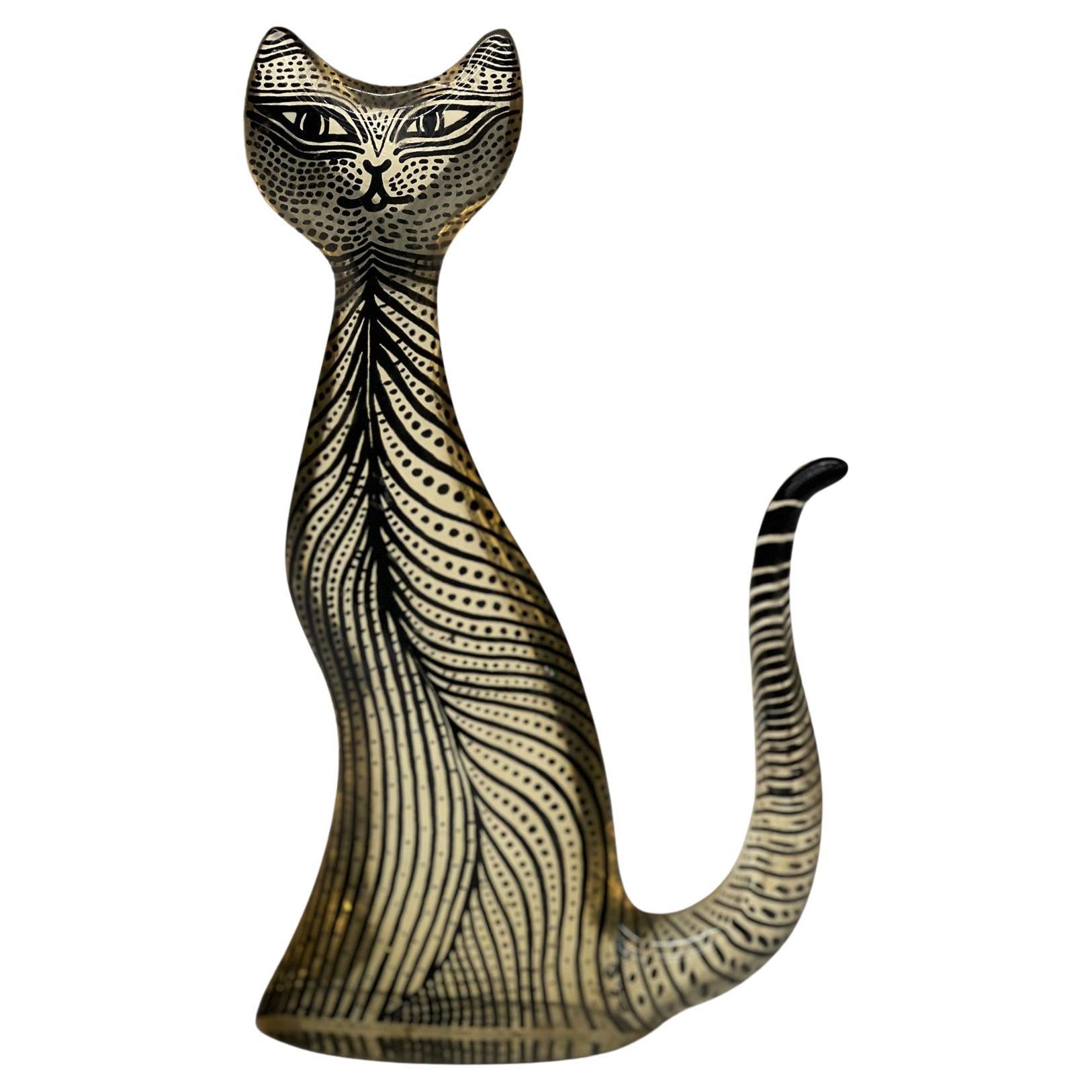 Brazilian Modern Kinetic Sculpture of a Cat in Resin by Abraham Palatinik, 1960s For Sale