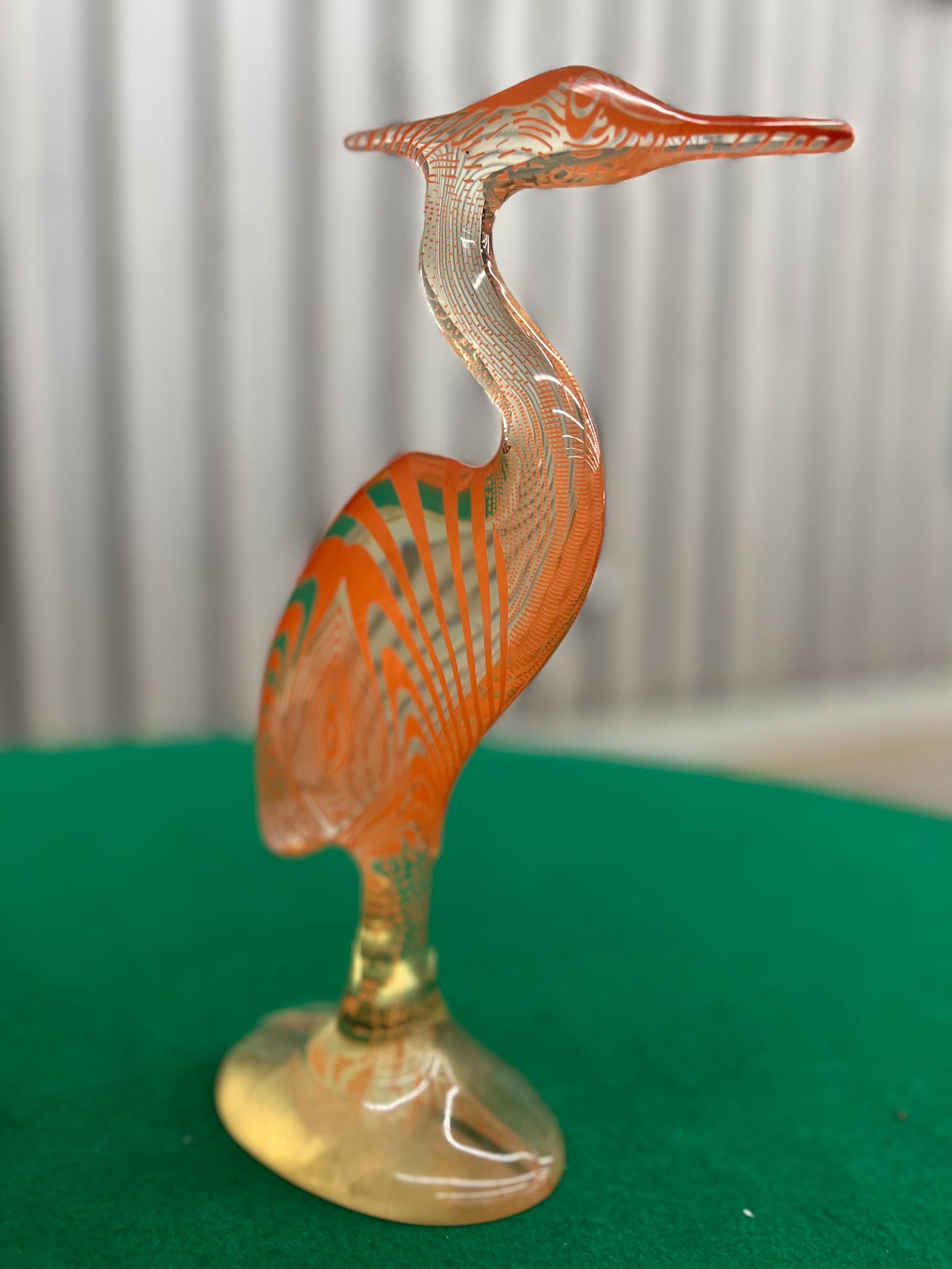 Hand-Crafted Brazilian Modern Kinetic Sculpture of Heron in Resin, Abraham Palatinik, 1960s For Sale