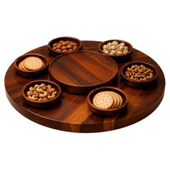 Brazilian Modern Lazy Susan & Bowls in Rosewood, Tropic Art, Brazil, 1970s