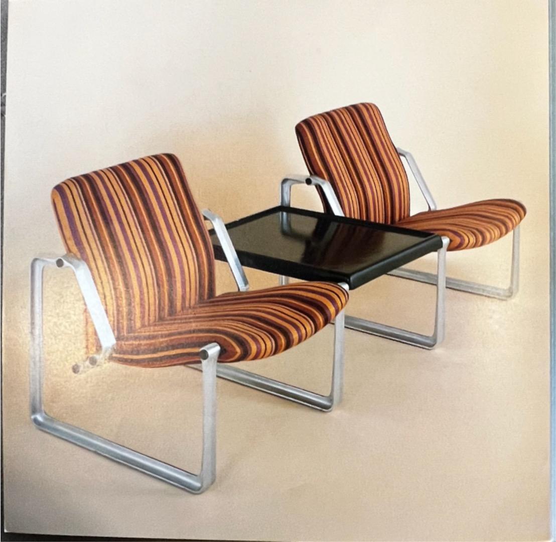 Brazilian Modern “Lobby” armchairs by Jorge Zalszupin in metal and leather, 1970 For Sale 4