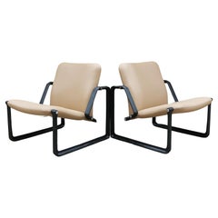 Vintage Brazilian Modern “Lobby” armchairs by Jorge Zalszupin in metal and leather, 1970