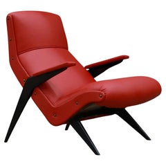 Brazilian Modern Lounge Chair in Hardwood & Leather, c. 1950s, unknown
