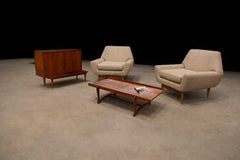 Brazilian Modern Lounge Chairs, Caviúna Wood, Wool Upholstery, 1950s