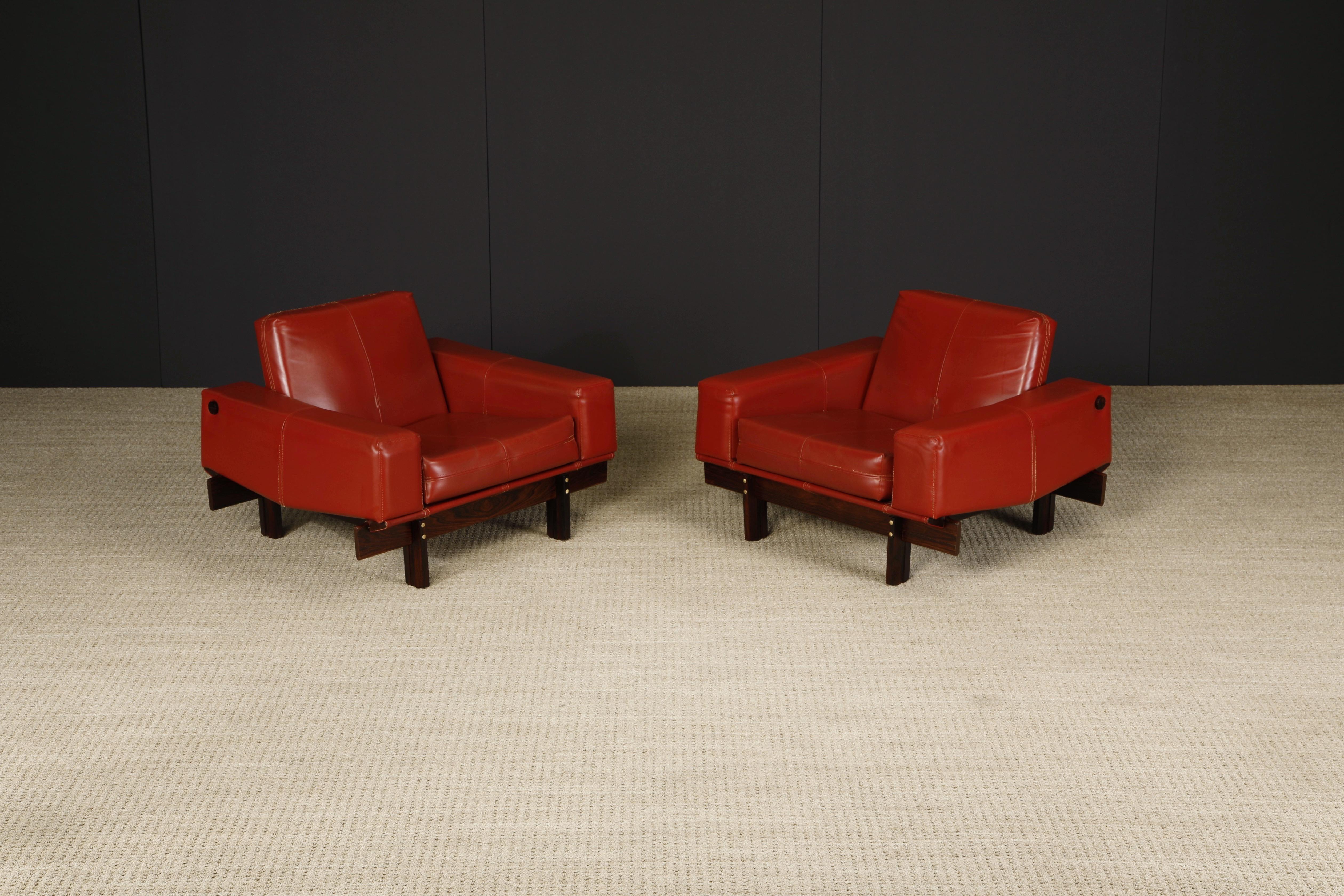 Brazilian Modern Lounge Chairs in Exotic Jacaranda by Móveis Cimo, 1960s, Signed In Excellent Condition For Sale In Los Angeles, CA