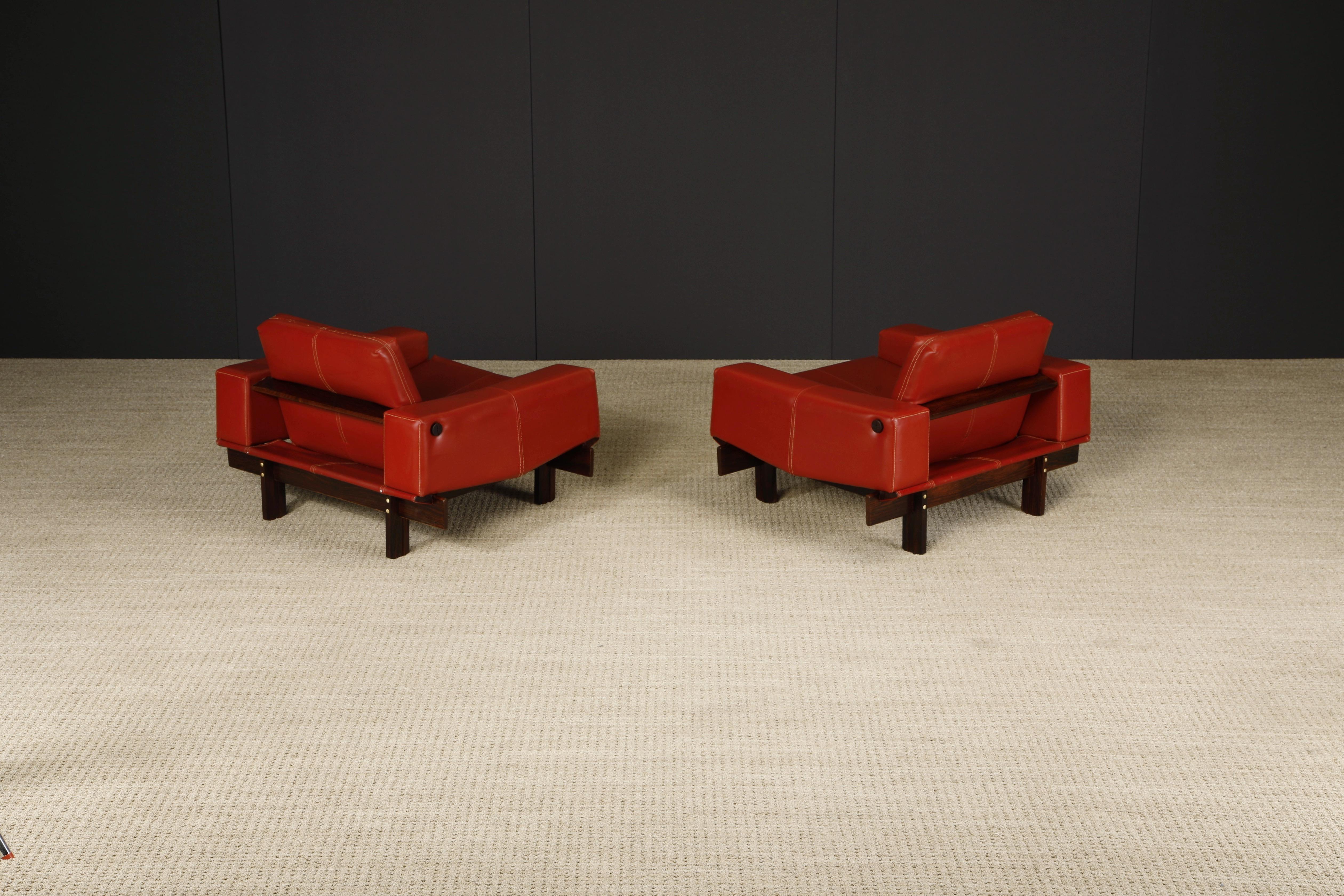 Brazilian Modern Lounge Chairs in Exotic Jacaranda by Móveis Cimo, 1960s, Signed For Sale 1