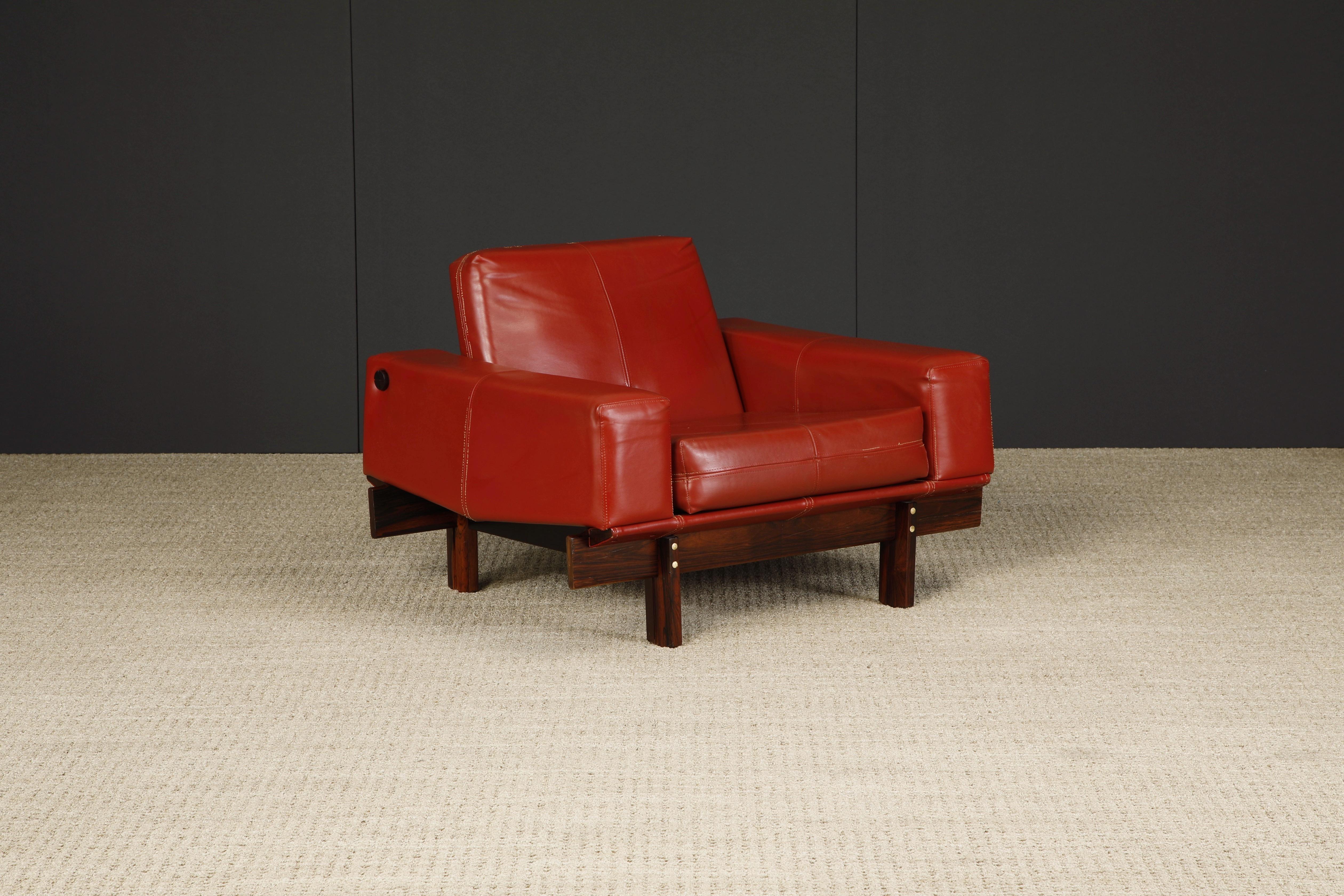 Brazilian Modern Lounge Chairs in Exotic Jacaranda by Móveis Cimo, 1960s, Signed For Sale 3