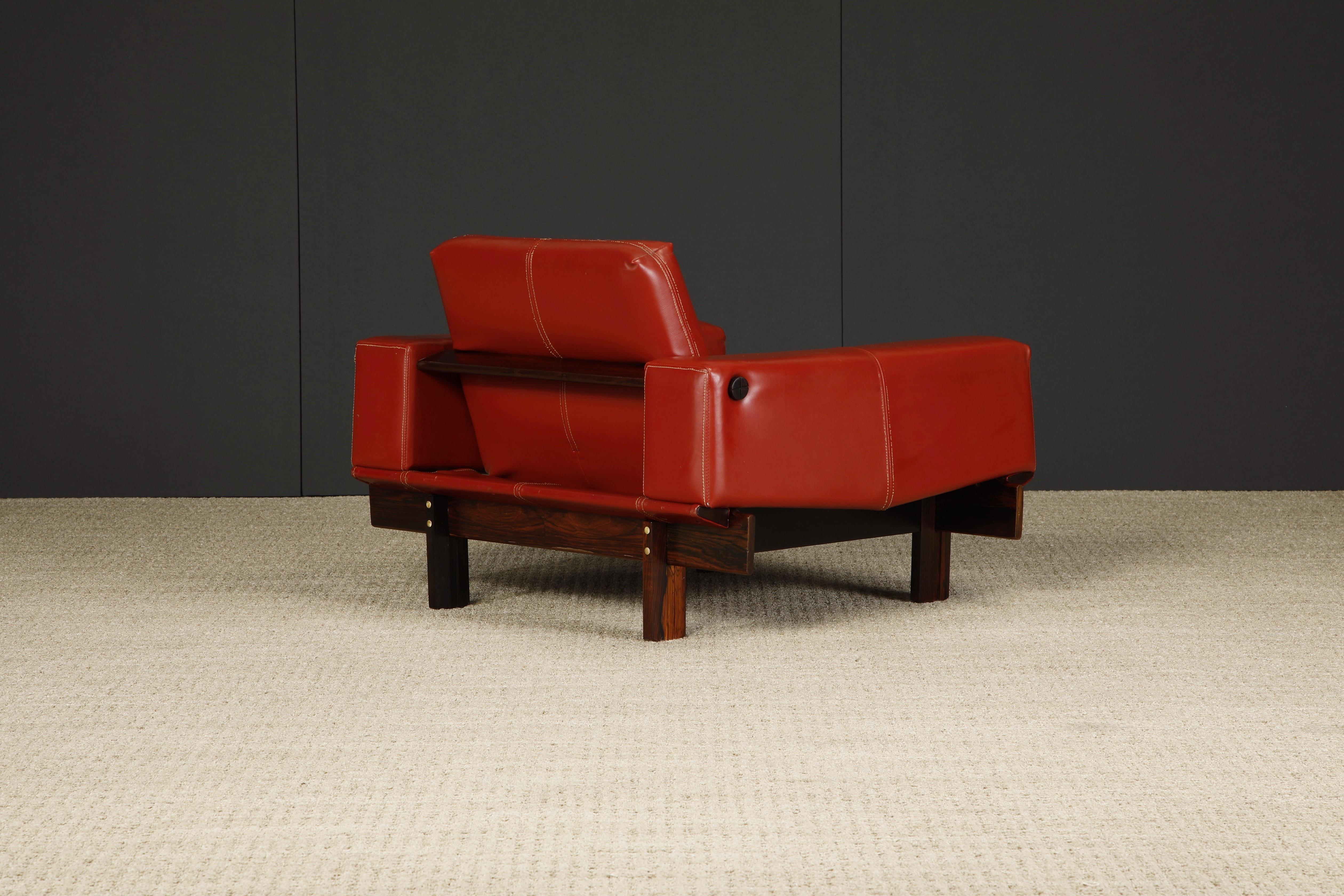 Brazilian Modern Lounge Chairs in Exotic Jacaranda by Móveis Cimo, 1960s, Signed For Sale 4