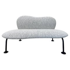 Brazilian Modern Loveseat with Organic Shape in Iron & Grey Boucle, c. 1950s