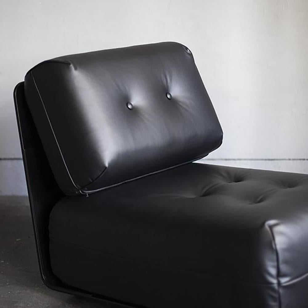Leather Brazilian Modern Low Easy Chair 1970s For Sale