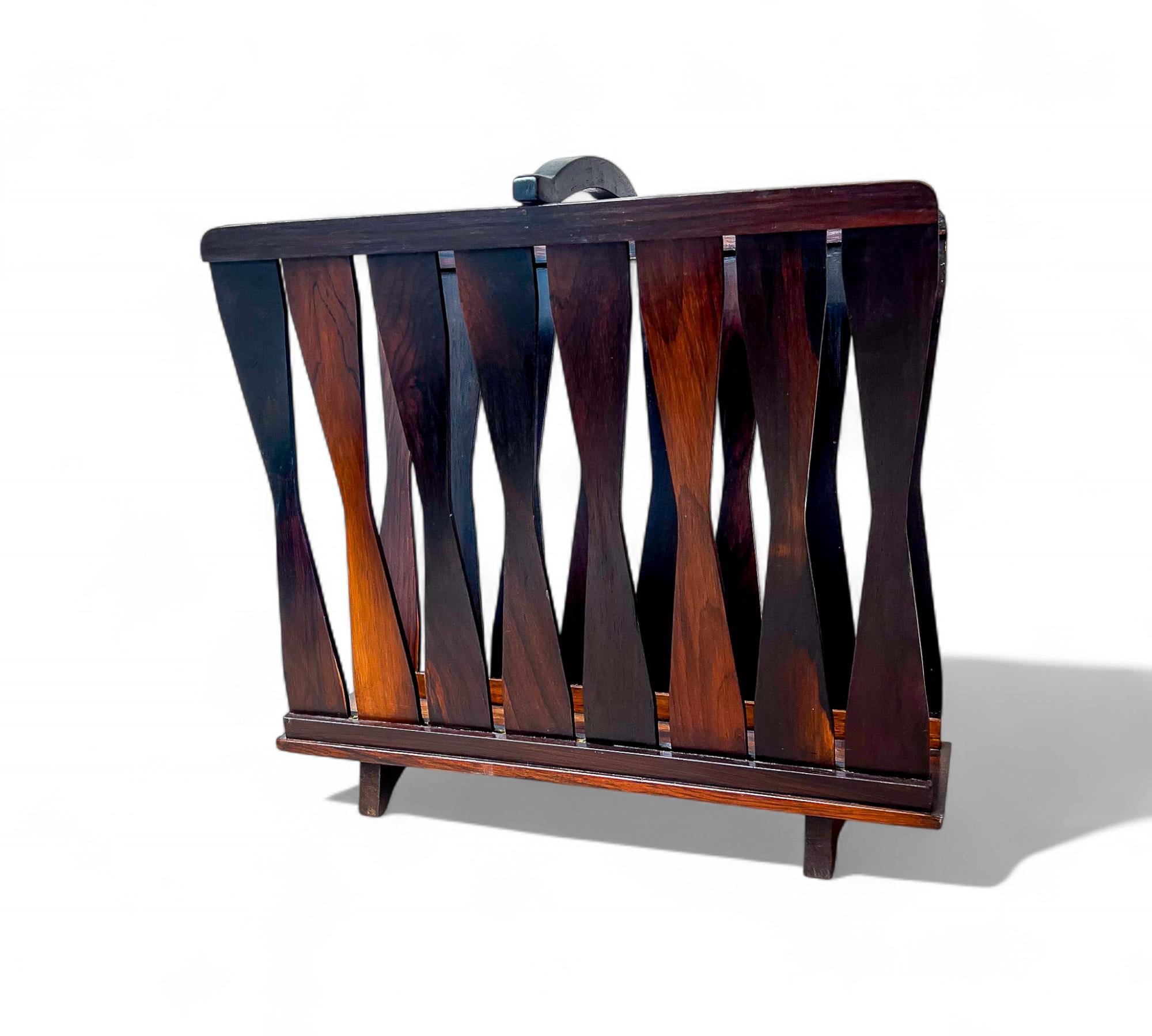 Mid-Century Modern Brazilian Modern Magazine Rack in Hardwood, Brazil, 1960s For Sale